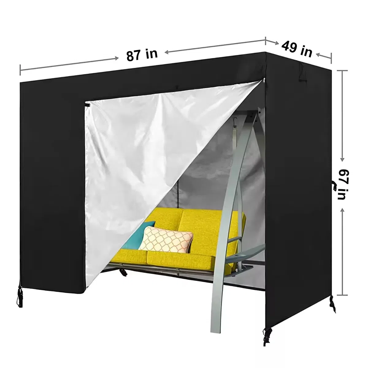 Funda de Columpio de Jardín de 3 Plazas, Cubierta de Columpio, Paño Oxford 600D Anti UV Impermeable Antipolvo, Resistente al Desgarro, 220x135x170cm