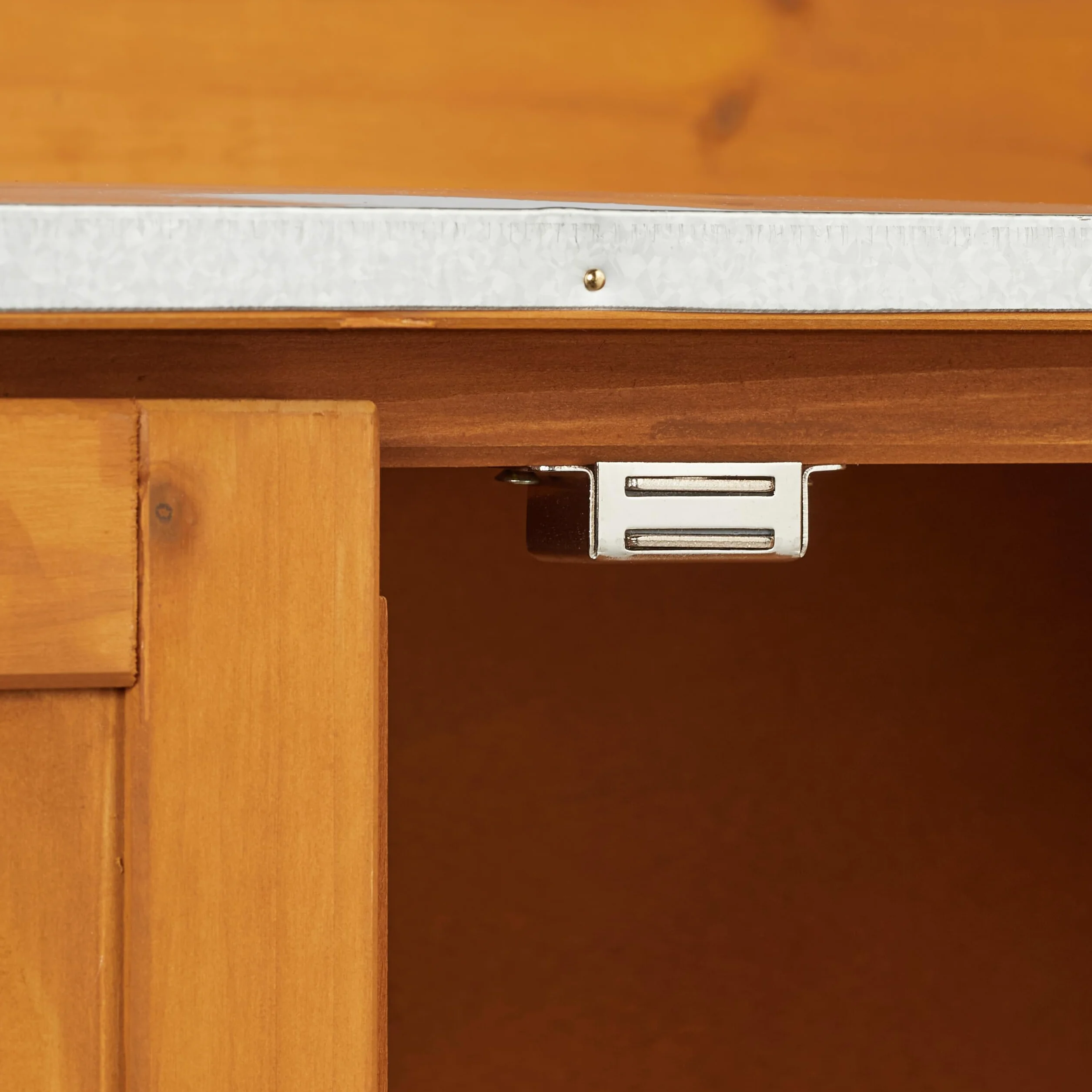 Relaxdays Mesa de Cultivo, Armario Almacenamiento Inferior, Madera, Superficie de Peltre, 94 x 94 x 47 cm, Naranja