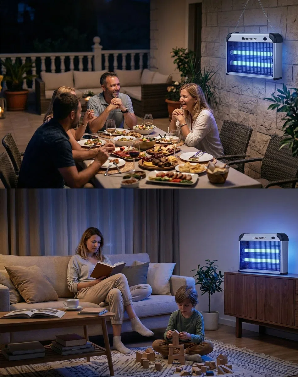 Lámpara Antimosquitos Eléctrica 20W Mata Mosquitos con Luz UV 365nm, 2000V Matamoscas Cobertura 100m² Sin Químicos Trampa para Insectos para Interior, Exterior, Dormitorio, Jardín, Cocina
