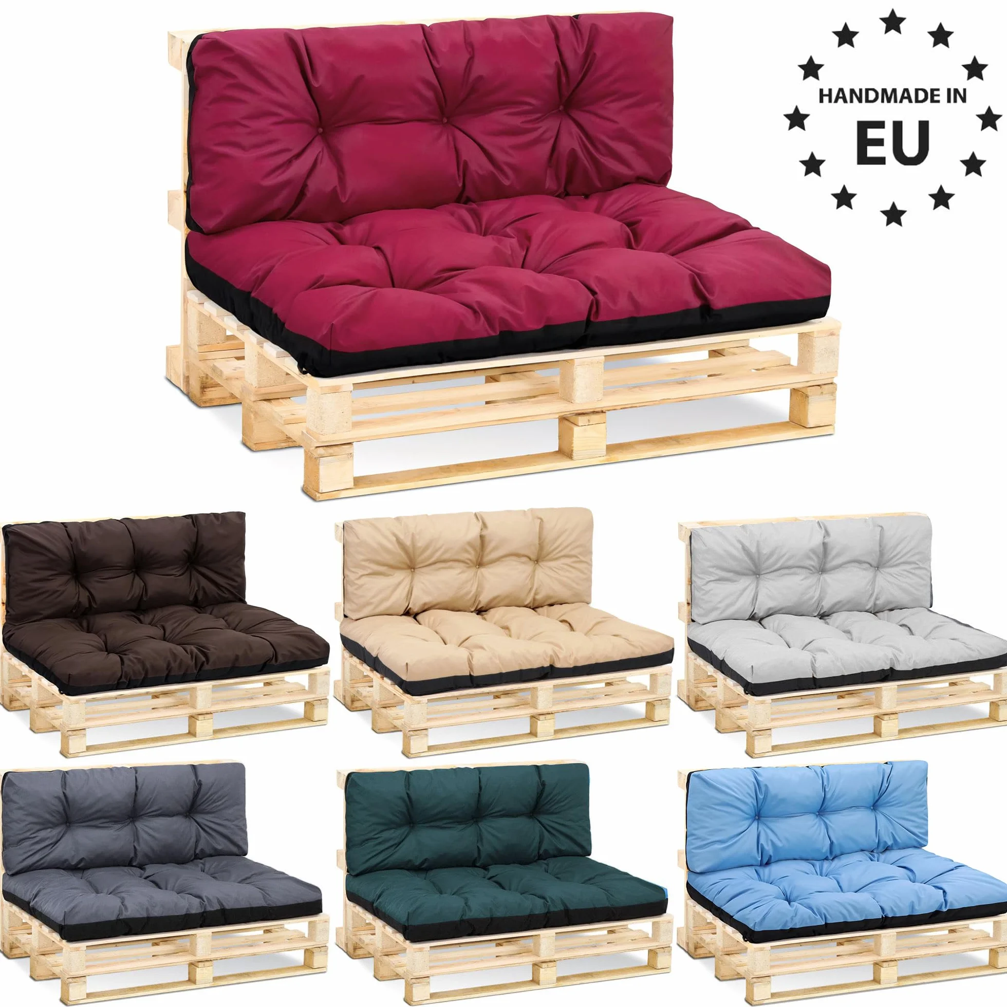 Amazinggirl Cojines para palets Exterior 120x40 cm - Cojín por Palet o Cojin jardín por Banco terraza balcón y Patio Almohada para Asiento en Jardin 120 x 40 Burdeos