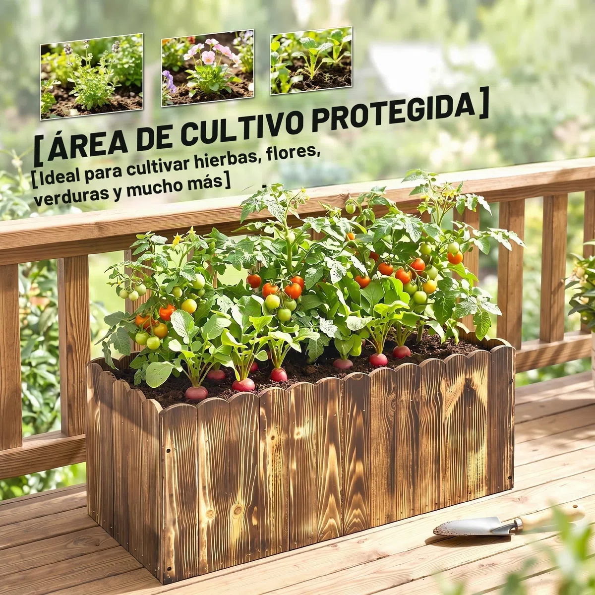 Outsunny – Jardinera para plantas - Macetero rectangular fabricado en madera de abeto - Medidas 80 x 33 x 30 cm
