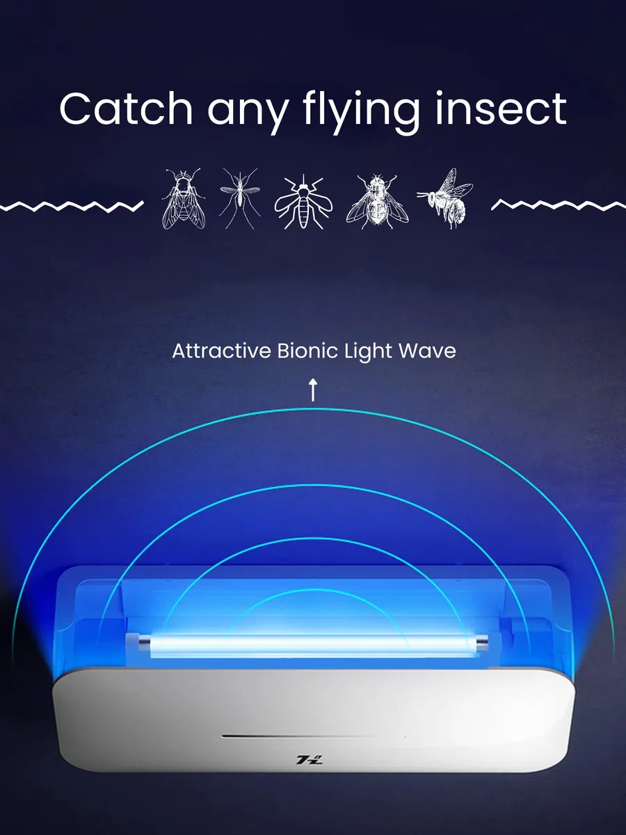 MAGIC SELECT Lámpara Matamosquitos Eléctrica Luz UV 365nm. Matamoscas Eléctrico 220V. Lámpara Anti-Insectos Adhesiva con Modo Inteligente, Silenciosa. (20 Láminas Incluidas) (50-100m²)