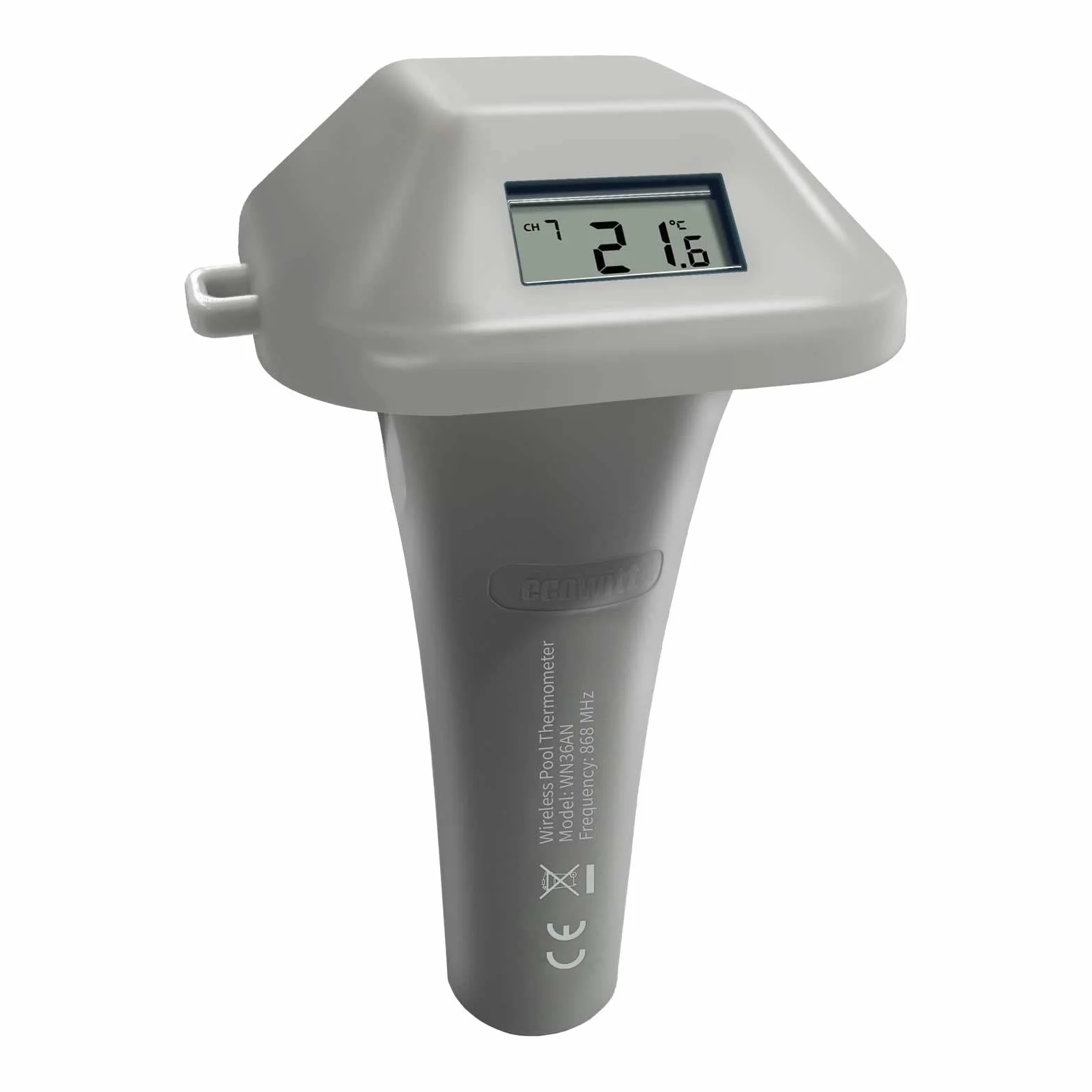 Ecowitt Termómetro de piscina WN36, flotante de fácil lectura, inalámbrico para piscina, spa y jacuzzi, compatible con multicanal GW1100/GW2000 868 MHZ