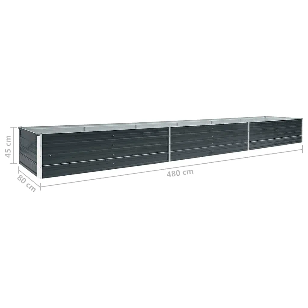 vidaXL Arriate de Jardín Plantas Macetas Mobiliario Muebles Hogar Casa Decoración Exterior Bricolaje Acero Galvanizado Gris 400x80x45 cm