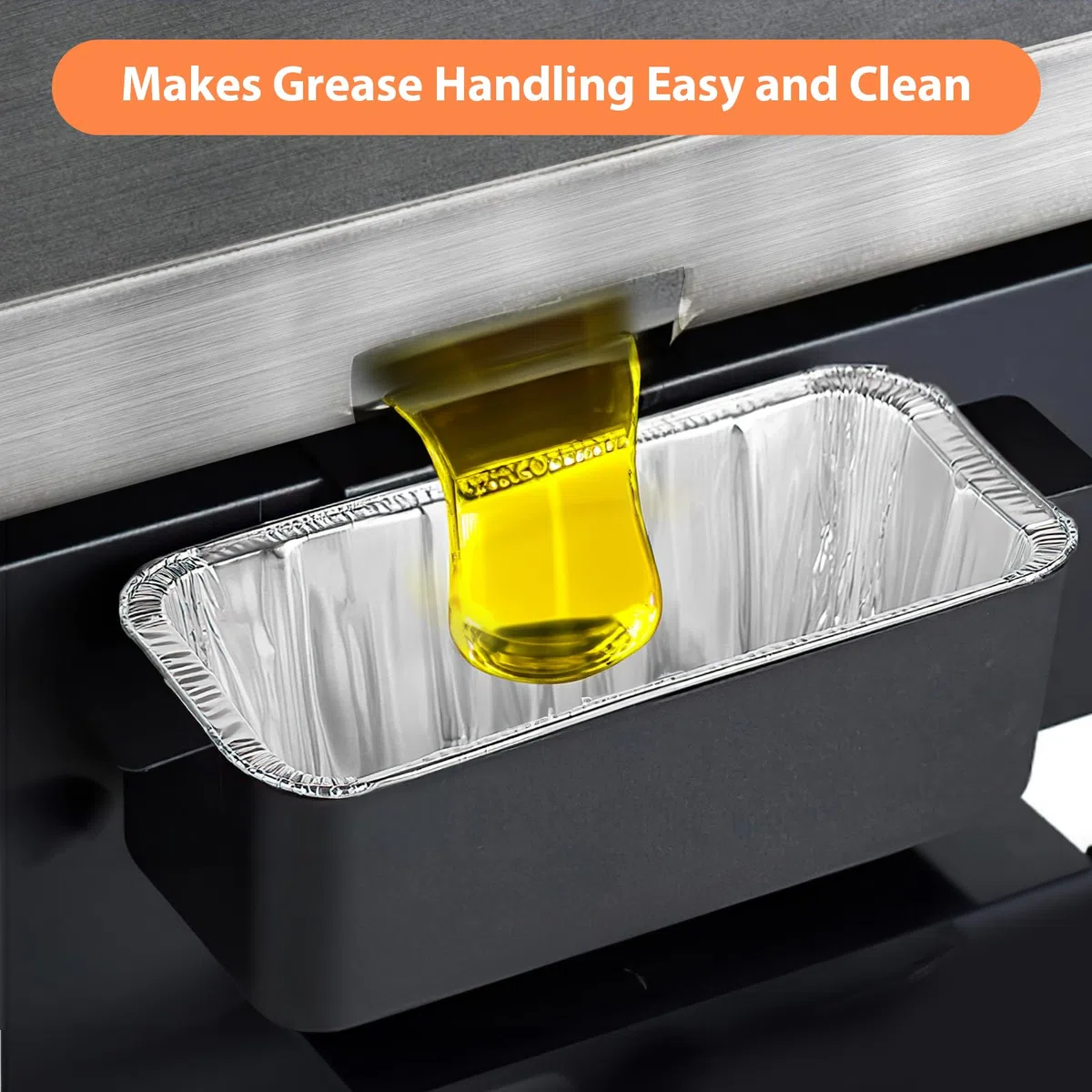 Paquete de 50 accesorios para plancha Blackstone, forros de taza de grasa, bandeja de goteo de papel de aluminio para parrilla Blackstone de 17, 22, 28, 36 pulgadas, bandeja de grasa