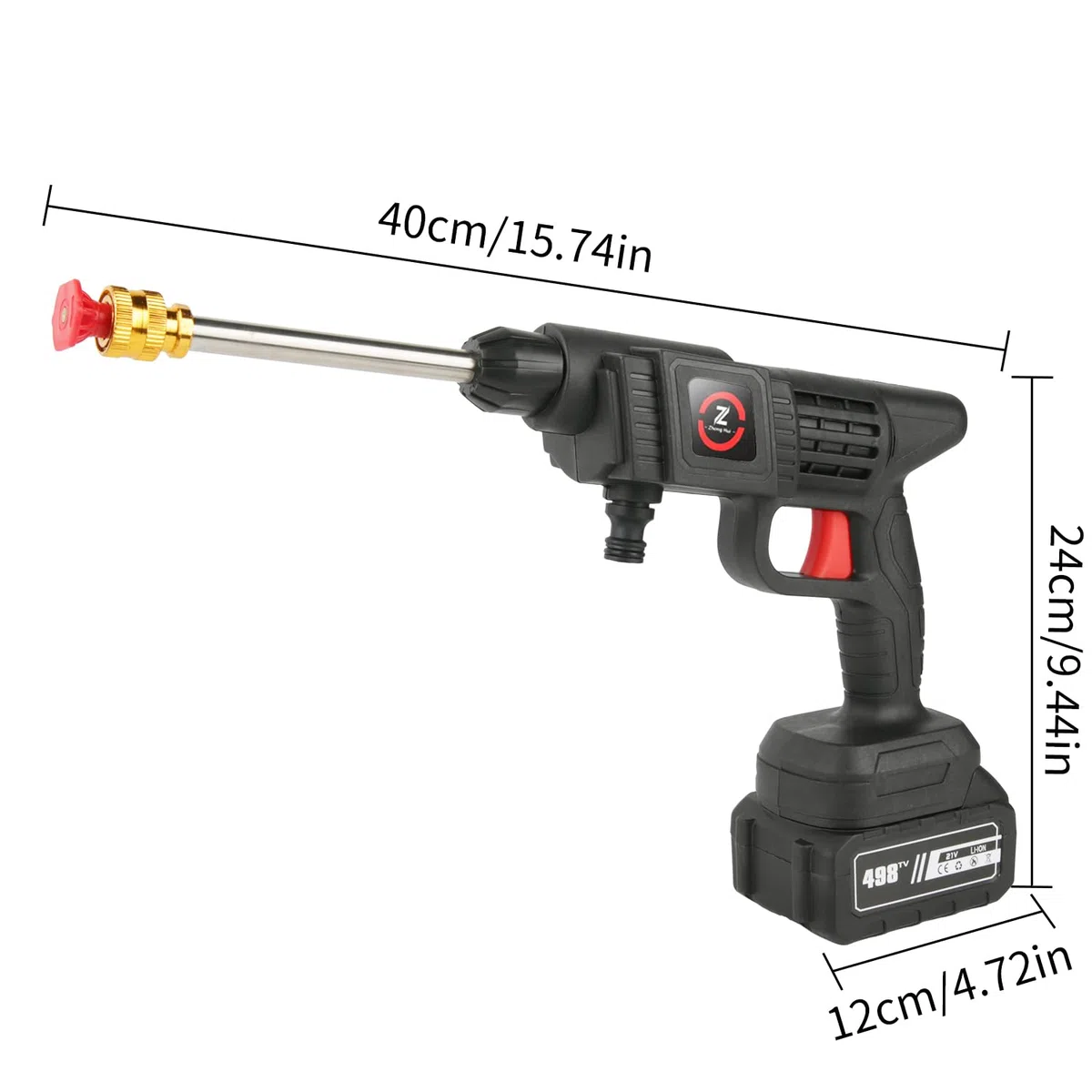 Hidrolimpiadora Bateria, 21V MAX 35Bar Hidrolimpiadora de Alta Presion, Press & Clean Pistola Lavado con Baterías, Jarra de Espuma, Manguera de 5m, de para Coche, Césped (con 2 Batería de 6000 mAh)