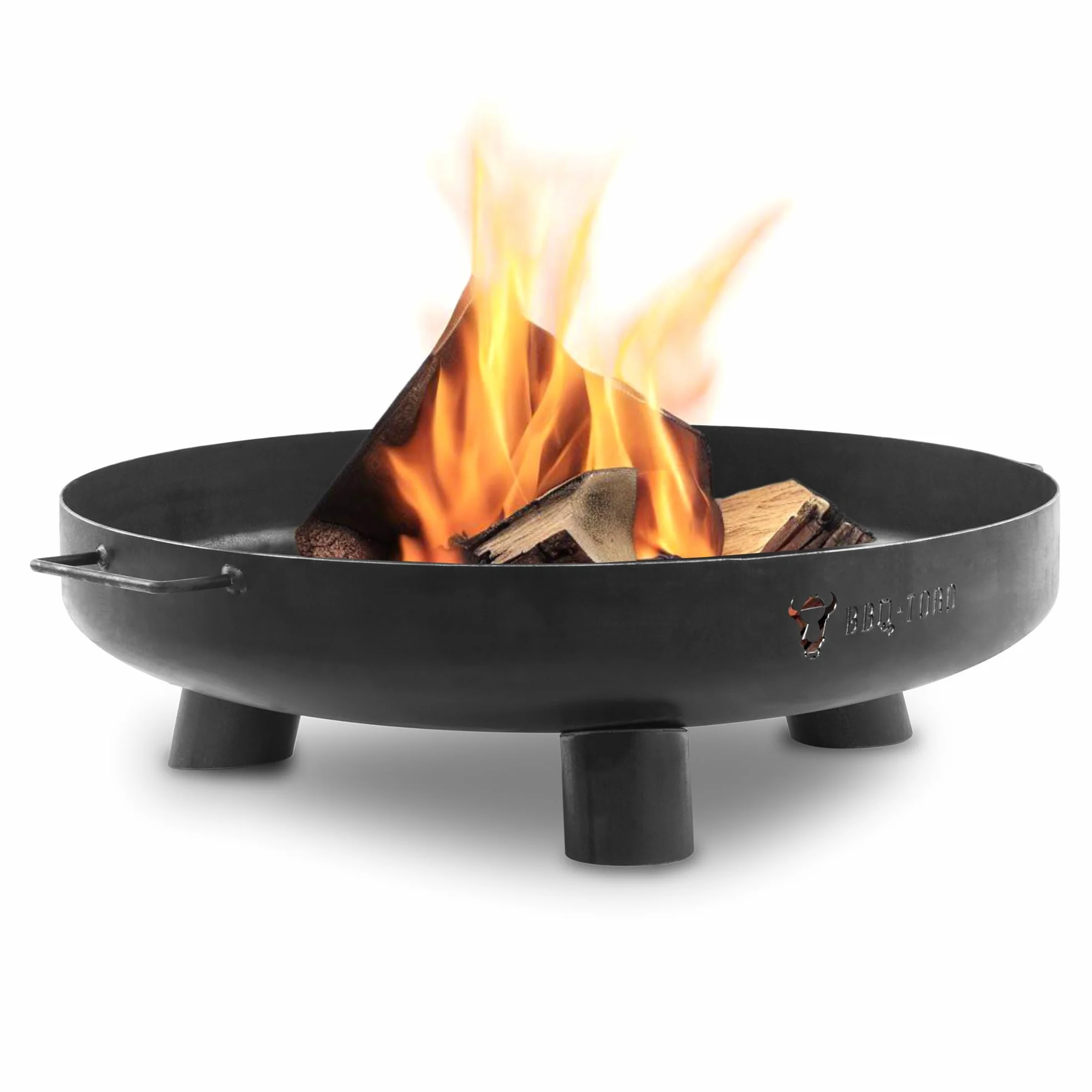 BBQ-Toro Brasero de 70 cm de diámetro | Negro | Brasero para exteriores con tres patas y dos asas | Brasero para el jardín, brasero de jardín, cuenco de fuego