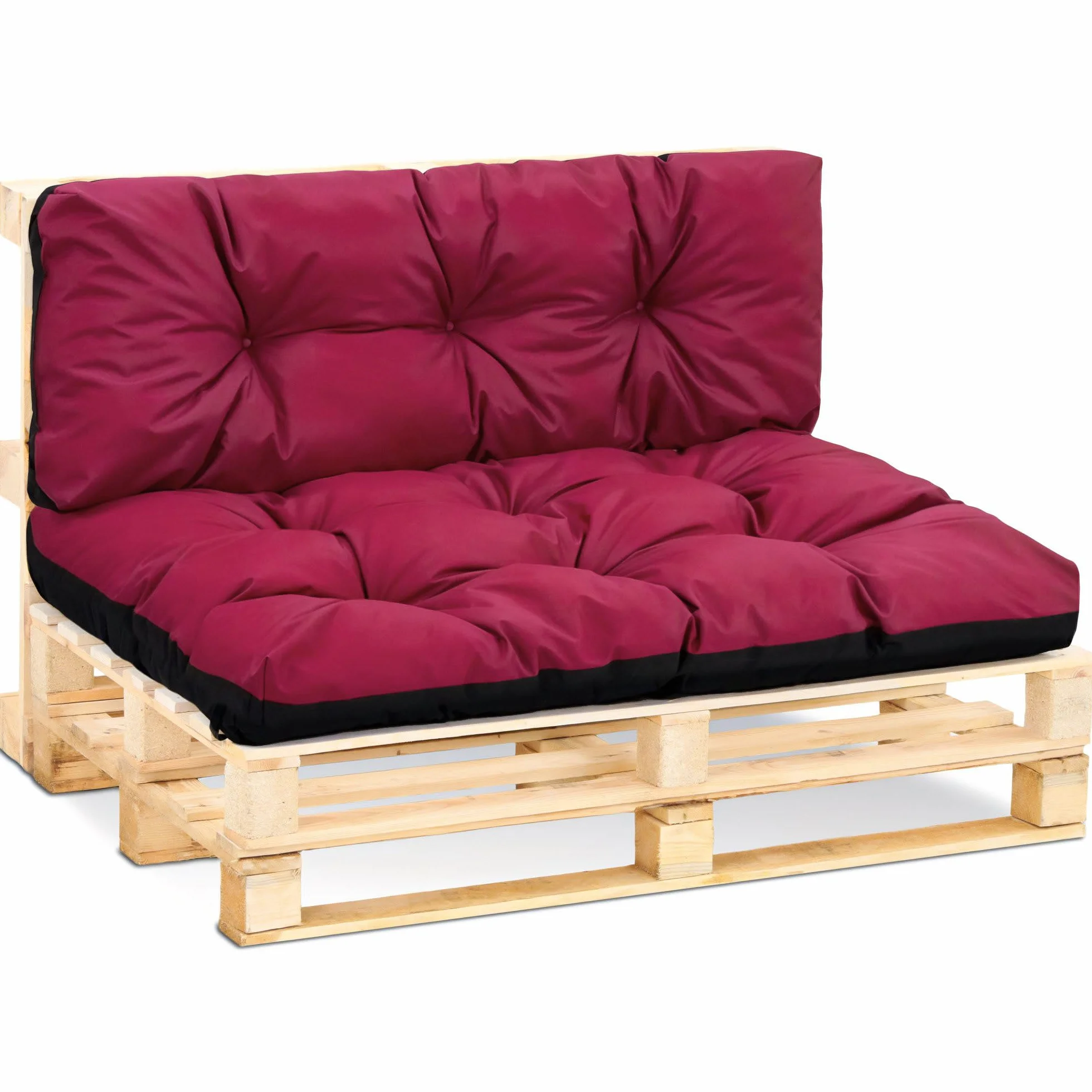 Amazinggirl Cojines para palets Exterior 120x40 cm - Cojín por Palet o Cojin jardín por Banco terraza balcón y Patio Almohada para Asiento en Jardin 120 x 40 Burdeos