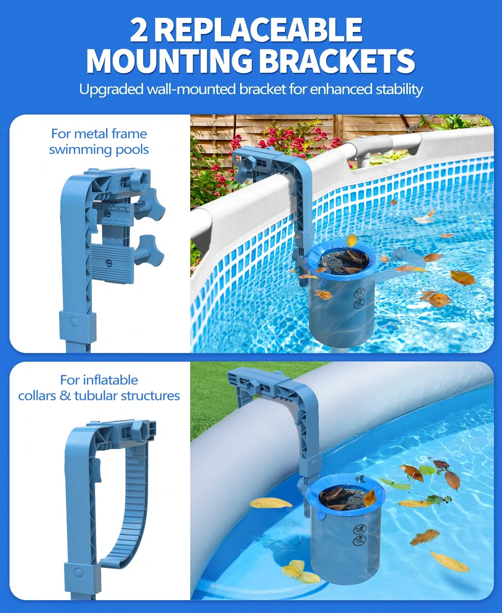 LanOcean Skimmer Piscina Desmontable, Altura Regulable Kit Skimmer Superficie Piscina, Pool Surface Skimmers Colgante con Canasta Filtrante Extraíble para Piscinas Desmontables y Piscinas Hinchables