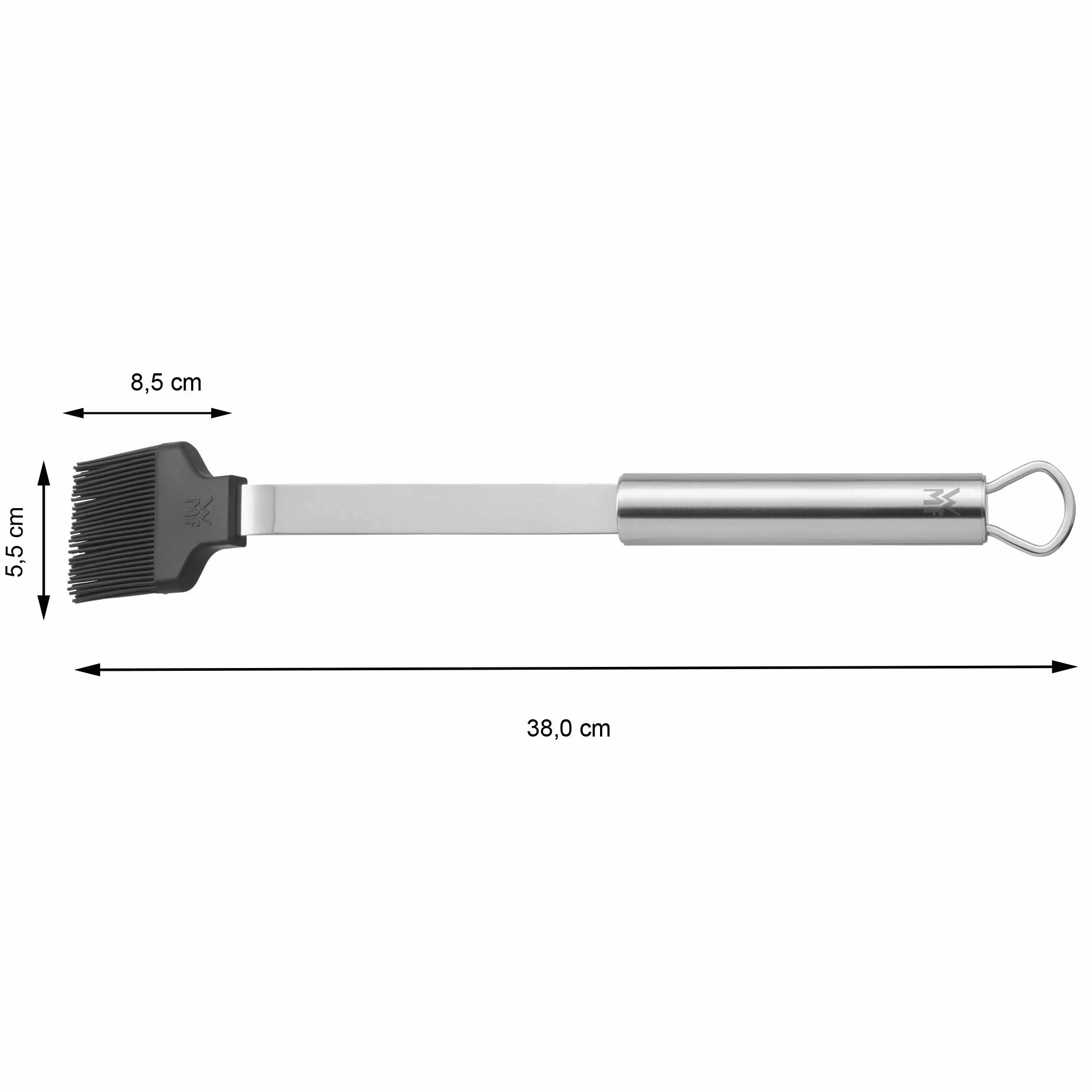 WMF Pincel de marinado para barbacoa, largo 38 x 5,5 cm, para barbacoa, con cerdas de silicona, acero inoxidable Cromargan, marinado uniforme