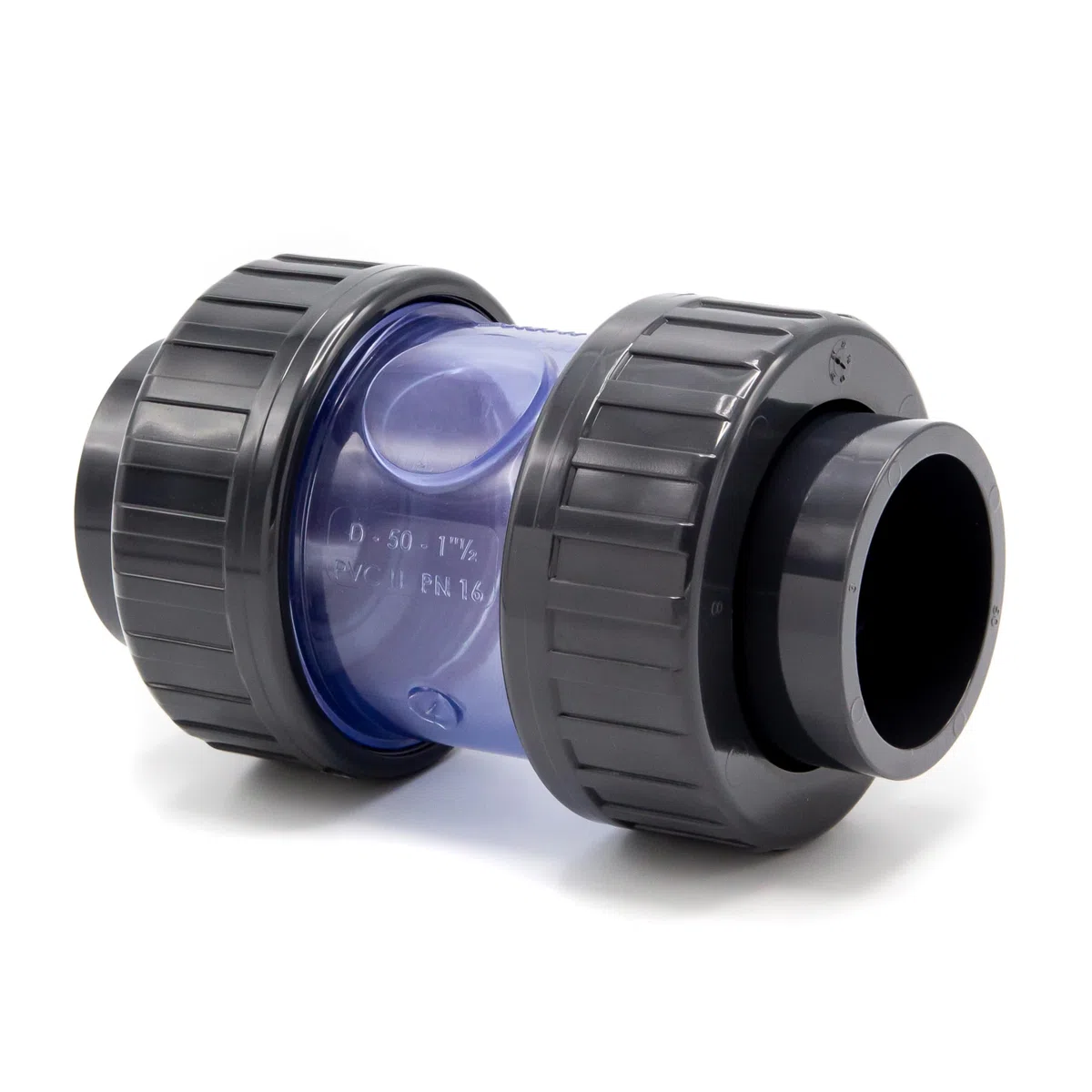 Manguito PVC para encolar con visor transparente I Unión recta DN50 50 mm (1 1/2") PN16 PVC-U I Racor para tubería de presión en piscinas y riego I bm325