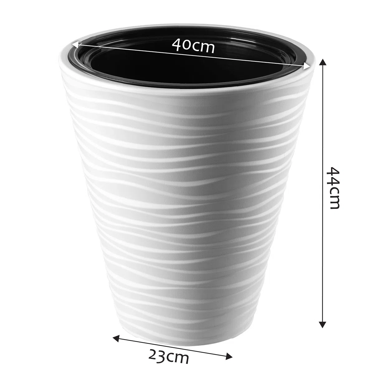 KADAX Maceta redonda para interior y exterior, de plástico, resistente a la intemperie, para casa, jardín, balcón (40 cm de diámetro, color blanco)