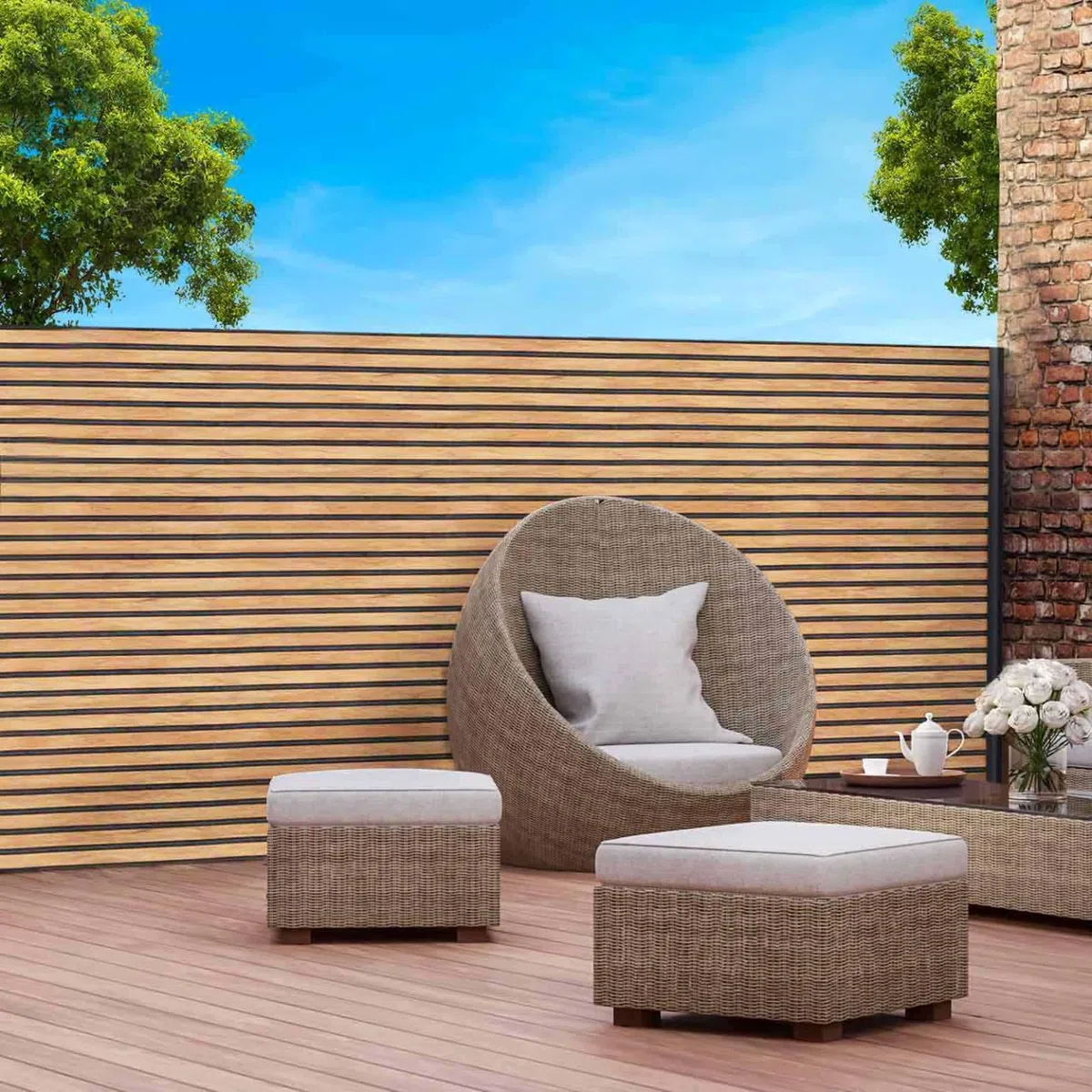 IDMarket – Brisa Vista Oculta 1,5 x 10 M Efecto Claustra de Madera 160 GR/m²