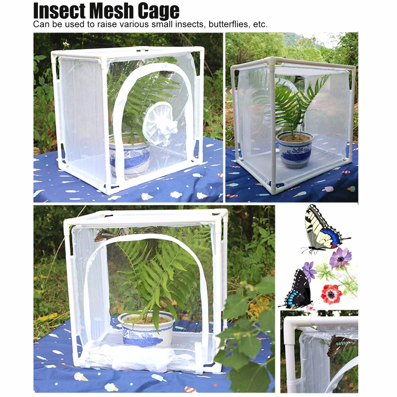 Jaula de Malla para Invernadero Jaula Antimosquitos Estructura Resistente para Cultivo Protegido Circulación de Aire Óptima Instalación Rápida y Fácil
