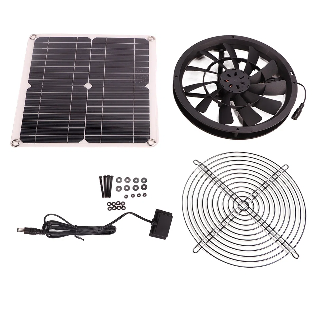 Kit de Ventilador de extracción Solar de 18 V y 12 W, Ventilador Solar Impermeable de Corriente Continua sin escobillas, Ventilador de refrigeración con Panel Solar Redondo para la