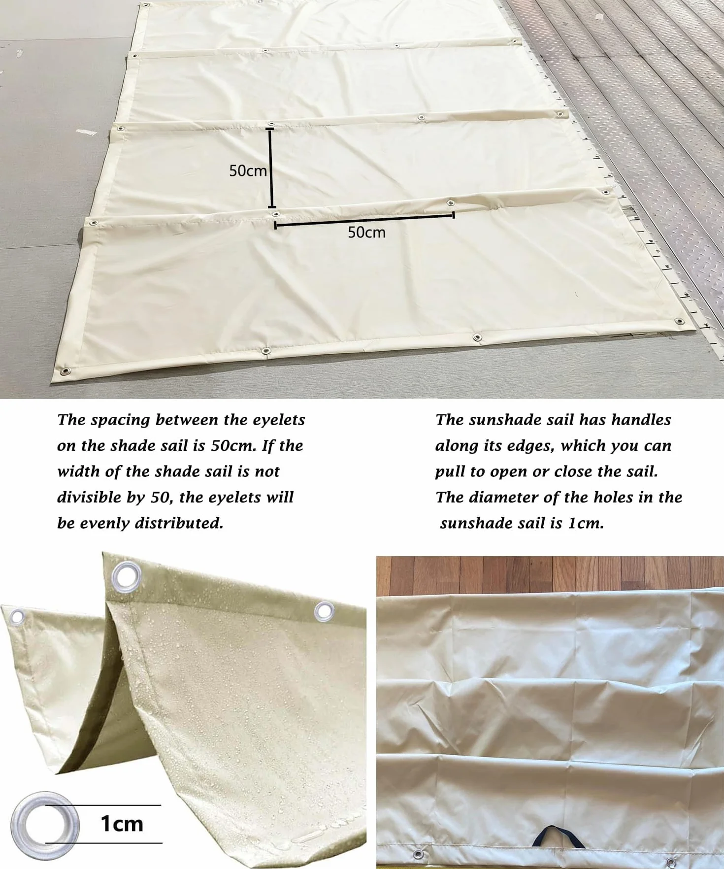 Retráctil Ondulada Vela de Sombra 2.5x6m Impermeable Toldos Exterior Rectangular Protección Rayos UV Resistente al Desgarro para Terraza Balcon Exterior Jardín con Ojales y Cuerdas Crema