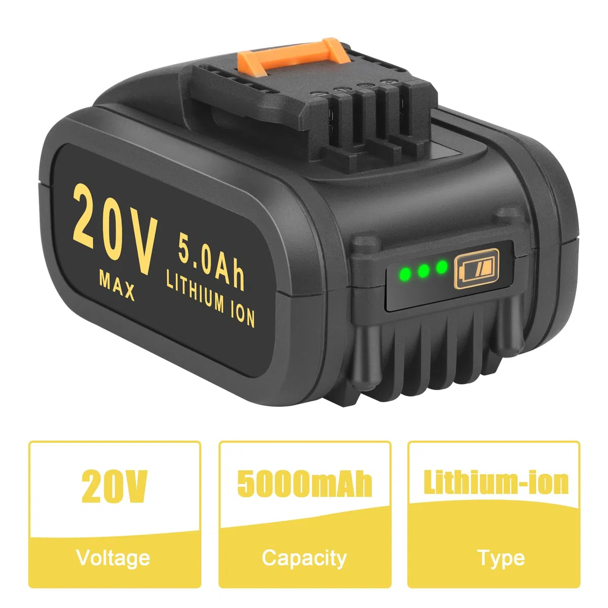 2X 5.0Ah Batería de Repuesto para Worx Batería 20V Batería Recargable Lithium Bateria Compatible para Worx 20 Volt WA3551 WA3553 WA3572 WA3641 WX390 WX176 WX178 Batería