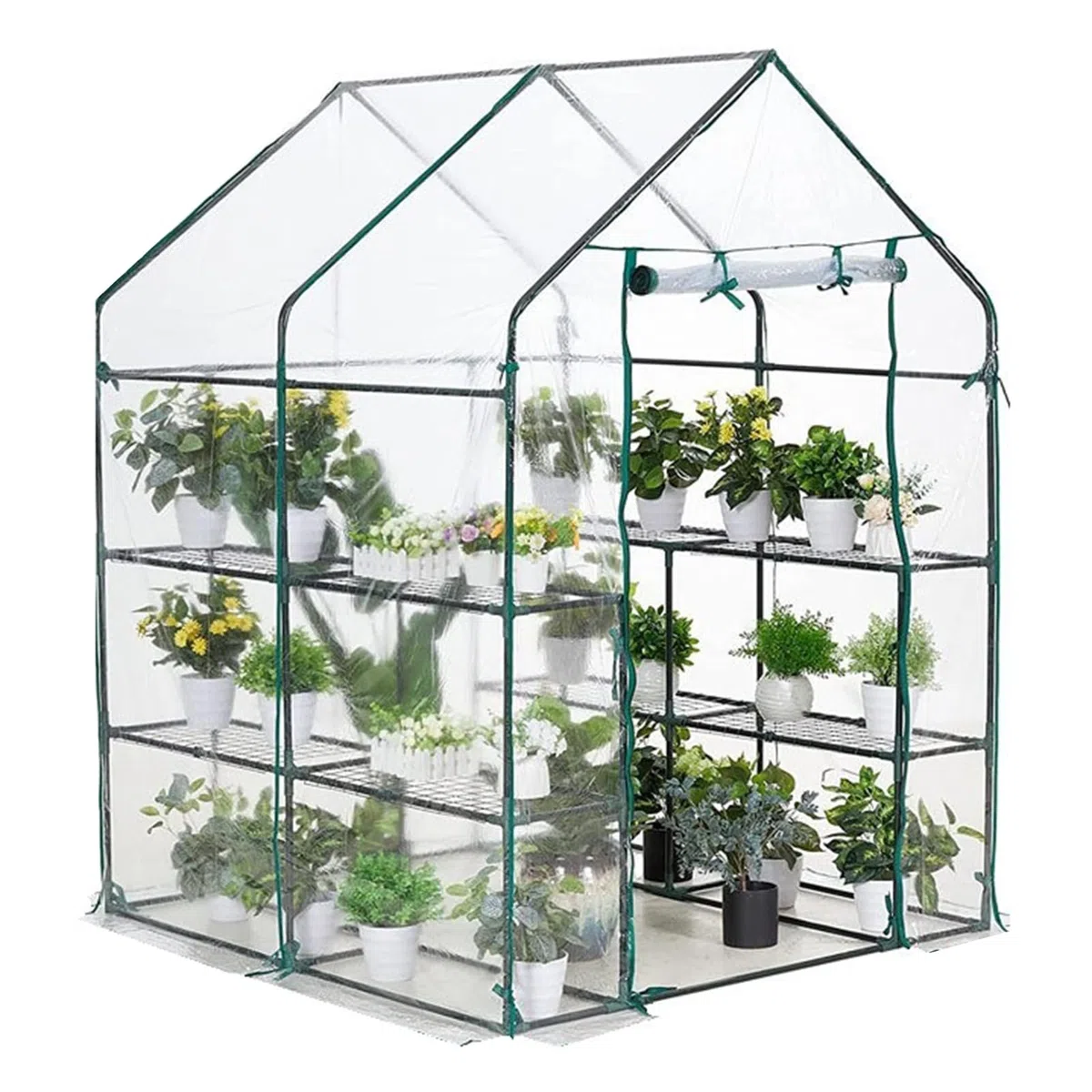 Lona para invernadero inodora, 143 x 143 x 195 cm, de PE impermeable de repuesto con puerta, aislamiento térmico, invernaderos transparentes verdes y claros resistentes a la lluvia