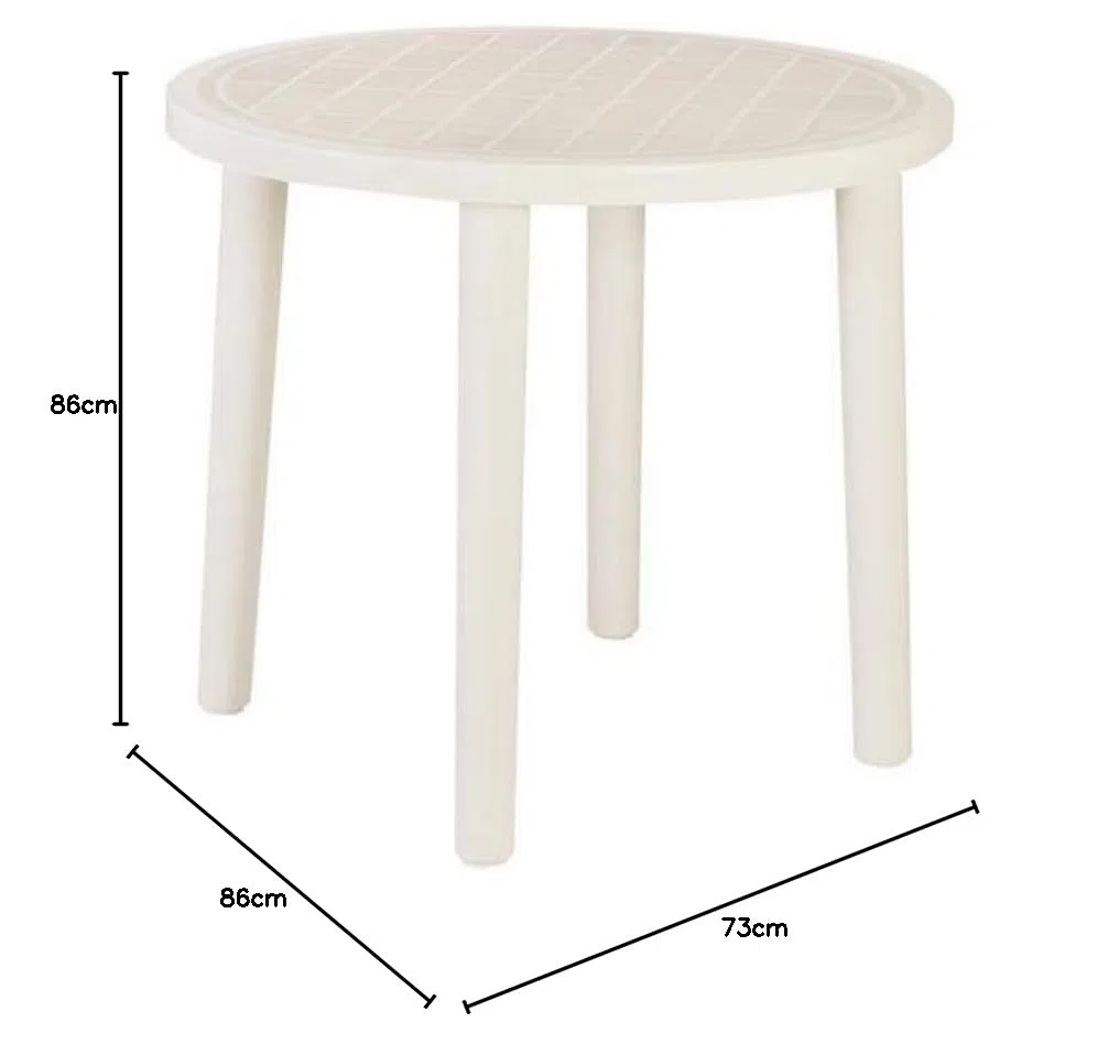 resol grupo RESOL Tossa Mesa Jardín Comedor Exterior Ø86 Redonda | 2 ó 4 Personas | Ligera, con Agujero Central para Sombrilla | Protección UV para Uso en Patio, Terraza o Porche - Color Crema