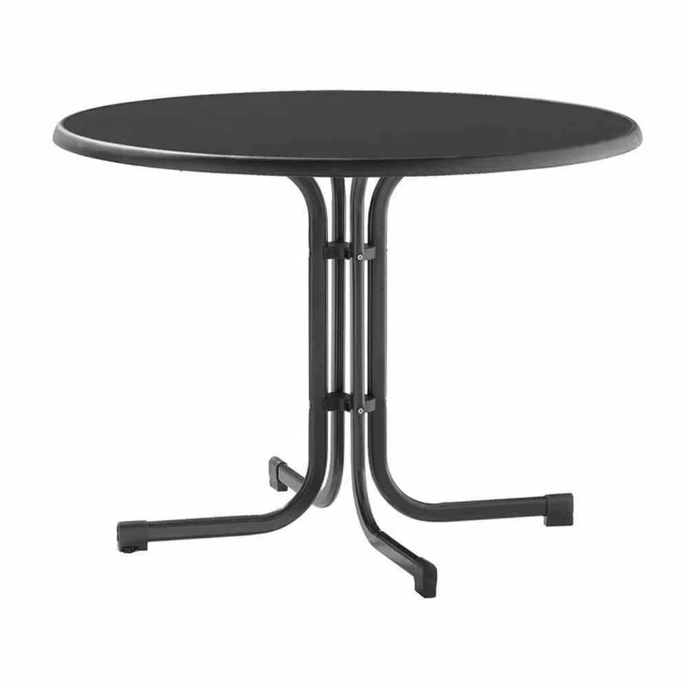 Sieger 236/G - Mesa plegable, armazón de acero y tablero de resina mecalit-pro imitación pizarra (diámetro: 100 cm, altura: 72 cm), color gris