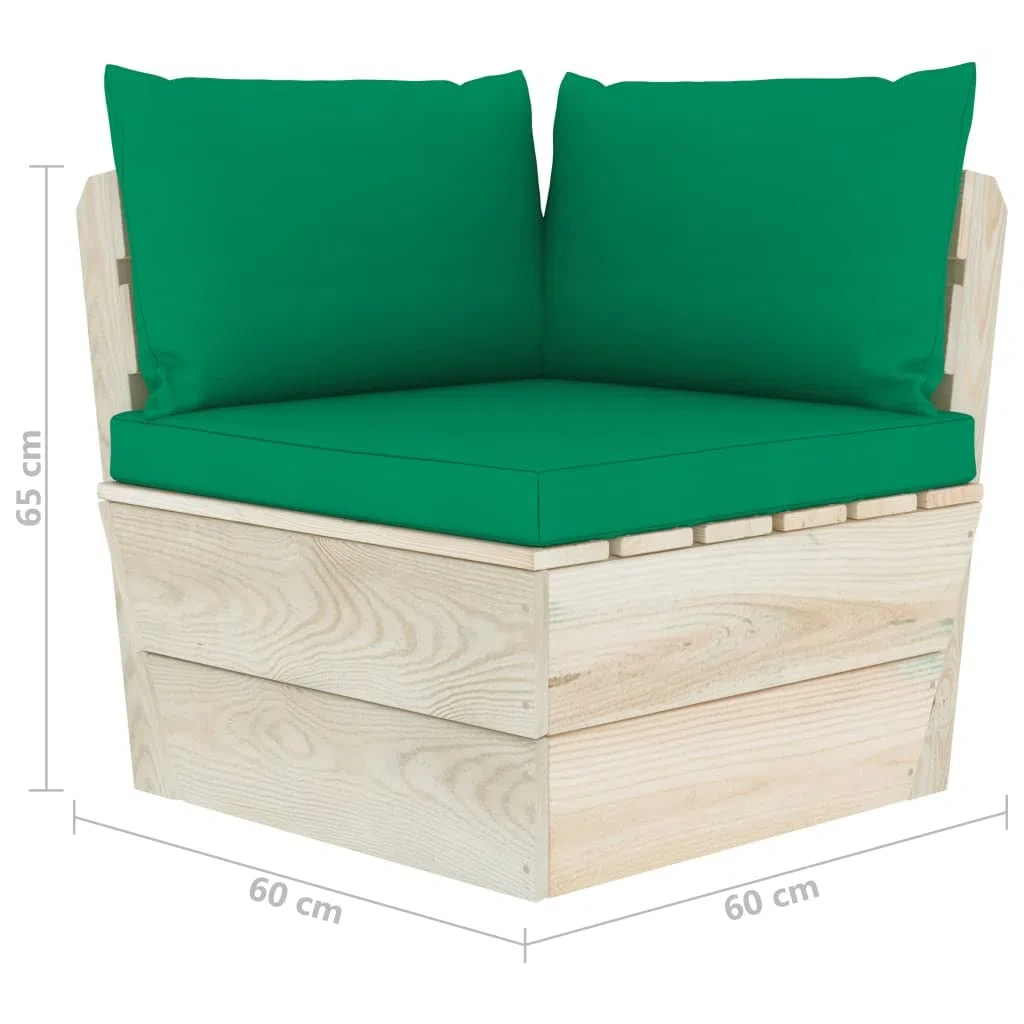 vidaXL Abeto Impregnado Sofá de Esquina de Palets de Jardín Cojines Asiento Silla Sala de Estar Salón Terraza Patio Seccional Exterior Balcón Estable