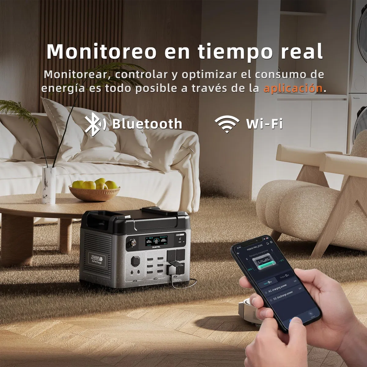 OUKITEL 3200W (6400 Pico) Estación de Energía Portátil P2001E Pro, 2048Wh Generador Solar, 4 tomas CA 3200W, APP, 16 Puertos, Batería LiFePO4, Power Station para Camping, Caravana y Emergencias