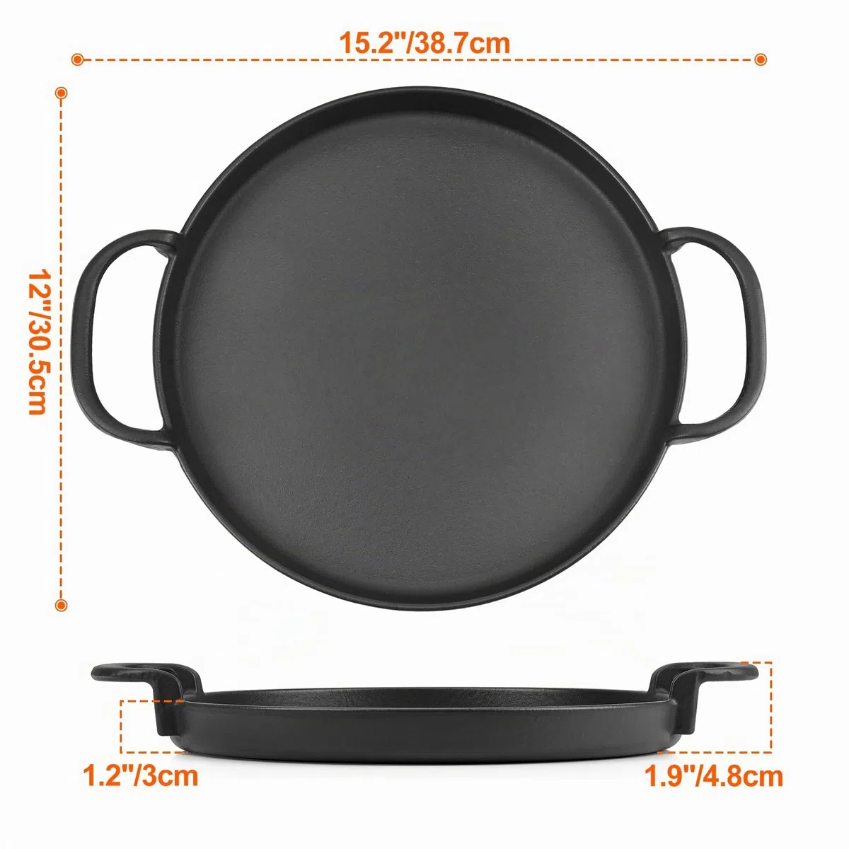 Onlyfire Plancha Hierro Fundido pare Weber 7421 Gourmet BBQ System, para Parrilla de Carbón Weber Original Kettle Premium de 57 cm, Ø30.5cm, Negro