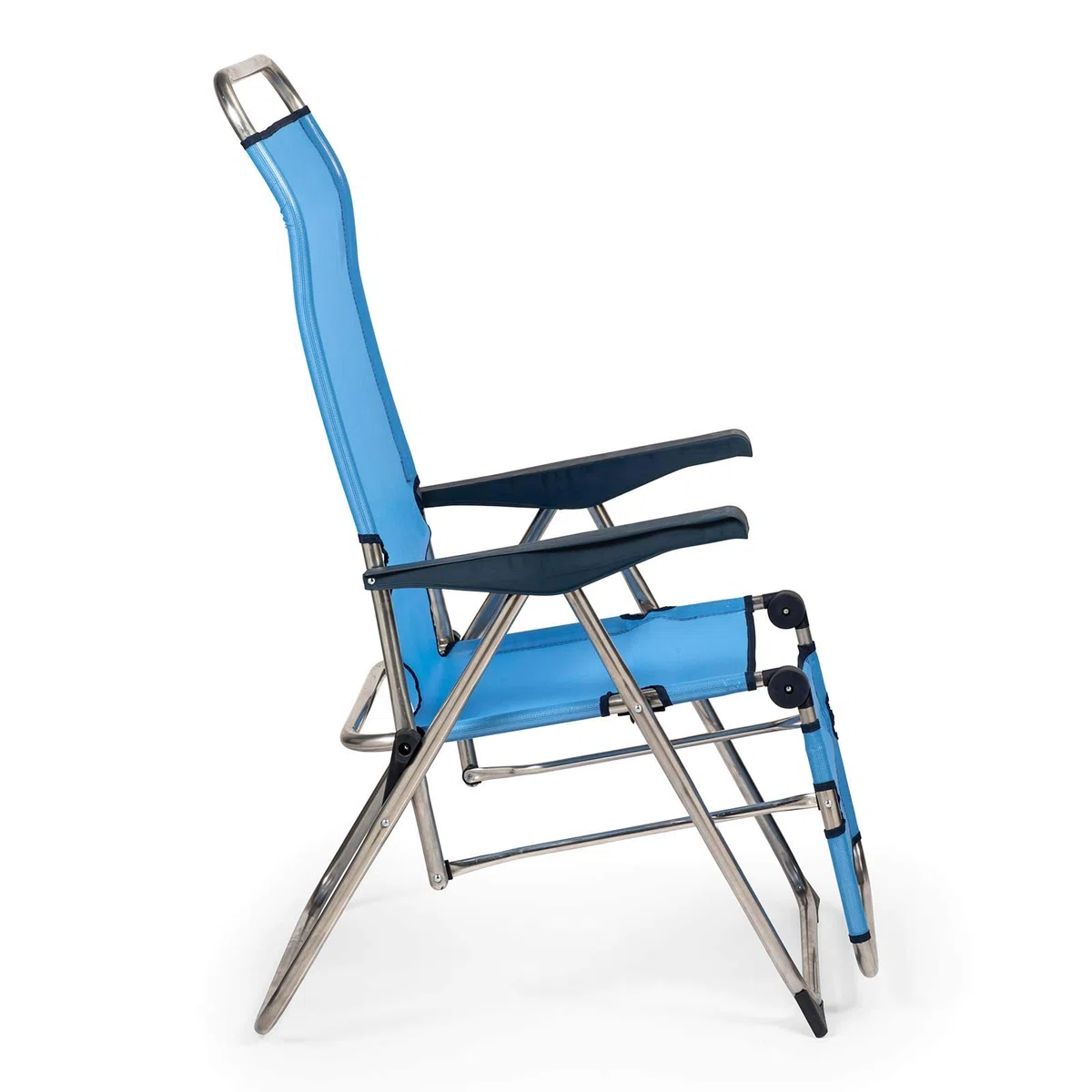 Silla de Playa y JardínPlegable Reclinable con Respaldo Anatómico 75x63x114 cm 5 Posiciones en Color Azul Tejido lavable y Pies Estabilizadores para Mayor Seguridad