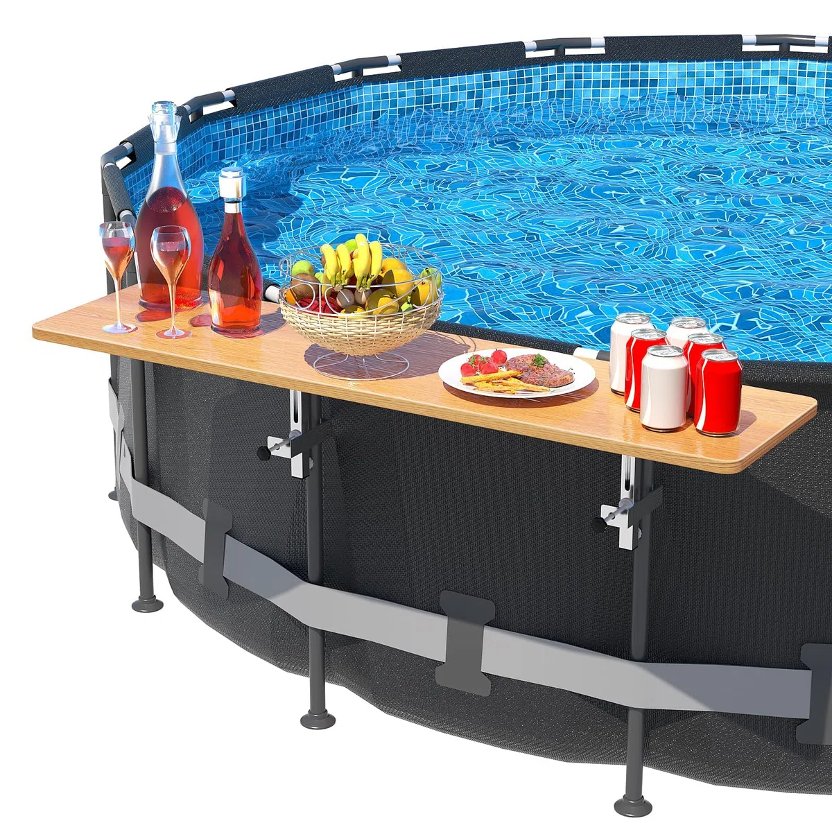 GFTIME Barra de piscina para Bestway, Intex sobre el suelo, redonda y ovalada, exclusivamente apto para rieles superiores de 9,4 cm o menos, barra de natación, estante de piscina sobre el suelo