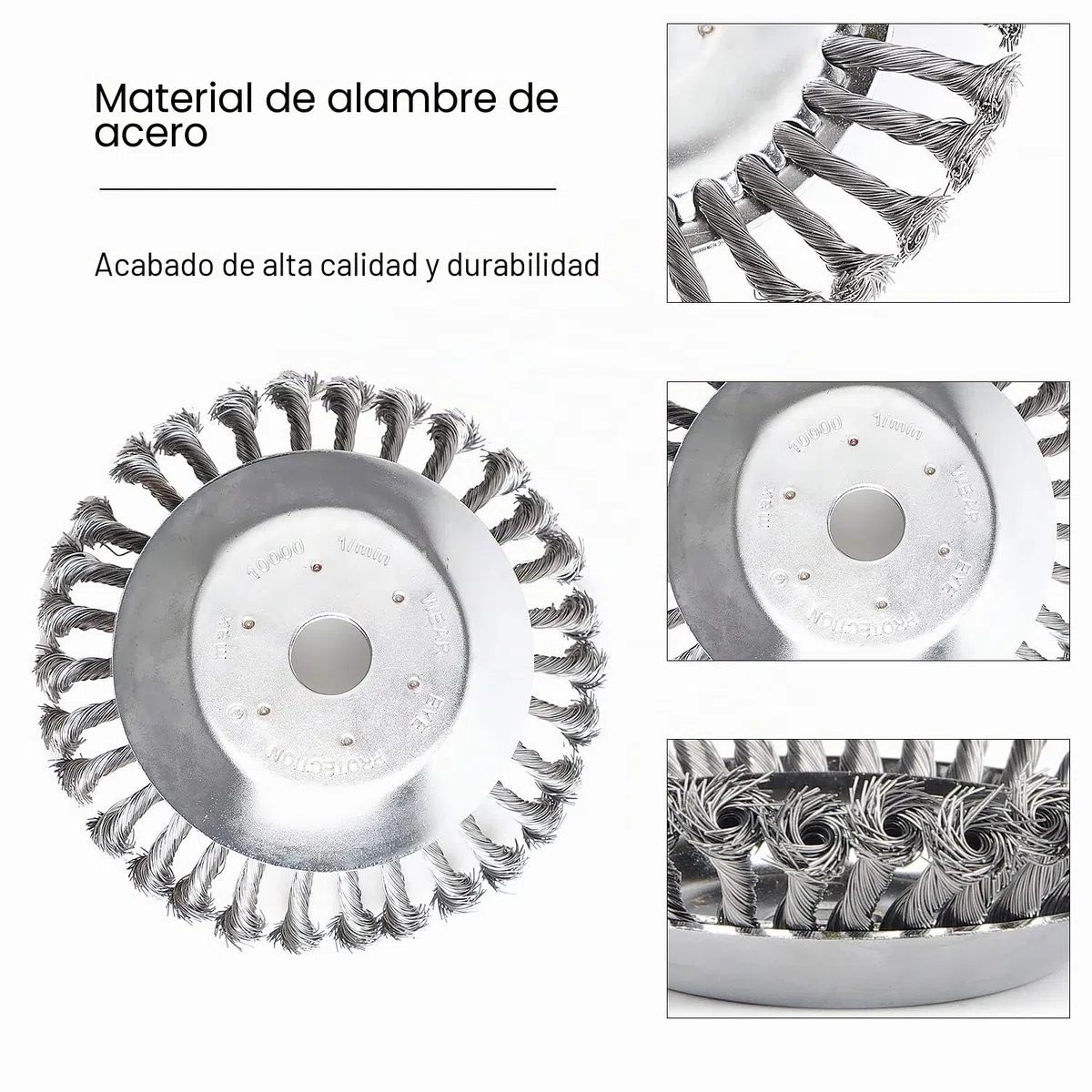 SWAWIS 2 Piezas Cepillo para Desbrozadora Profesional 200 x 25,4mm, de Malezas Redondo 8 Pulgadas de Alambre de Acero Trenzado (30 Cables de Acero)