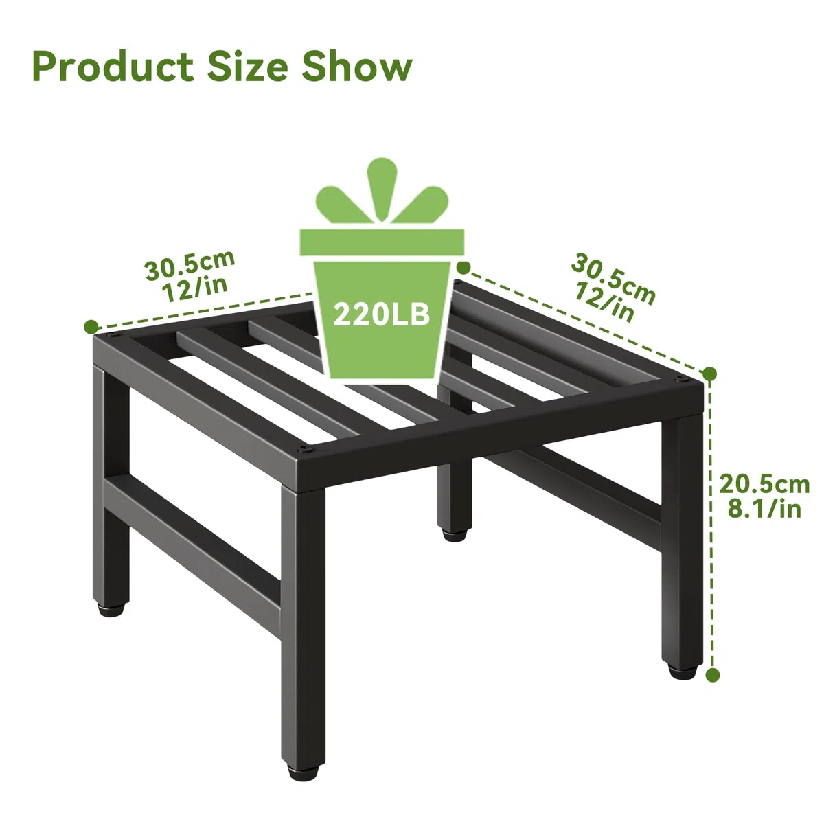IBUYKE 3 Piezas de Soporte Metálico para Plantas de Interior y Exterior, 30cm Soporte para Macetas Pequeñas, Estante Moderno Cuadrado para Plantas y Flores para Salón Balcón Jardín, Negro TMJ075B-3
