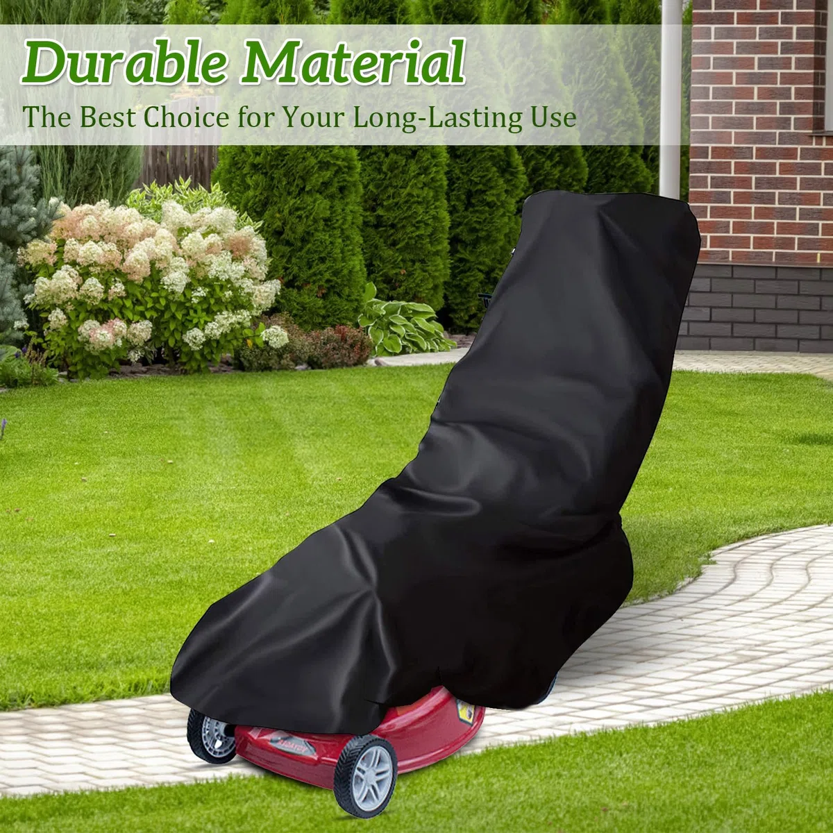 Cubierta para cortacésped para exterior impermeable 420D, 195 x 112 x 66 cm, cubierta impermeable para cortacésped, funda Oxford con cordón y bolsa de almacenamiento