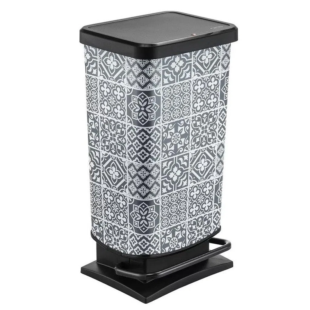 Rotho Paso Cubo Pedal Azulejos 40L Gris/Negro
