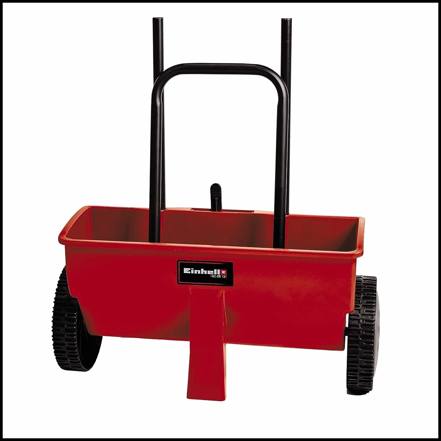 Einhell Carro esparcidor manual - GT-M-GT-39. (Ancho de esparcimiento de 45 cm, capacidad de 12 Litros, diámetro de las ruedas de 200 mm). Barra de empuje doble. Cierres de resorte en ambos lados