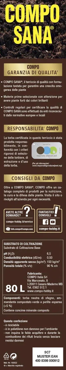 Compo Sana - Sustrato universal, de calidad, en bolsa de 80 litros