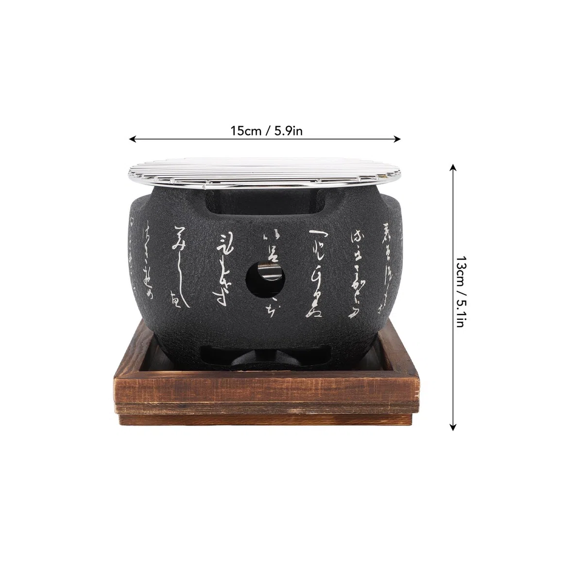 Tyenaza Barbacoa Japonesa Mesa, Parrilla Japonesa de Carbón Vegetal para Mesa, Portátil Mini Parrilla Redonda con Base de Madera, para Barbacoa en Casa, Picnic al Aire Libre, Camping(15x13 CM)
