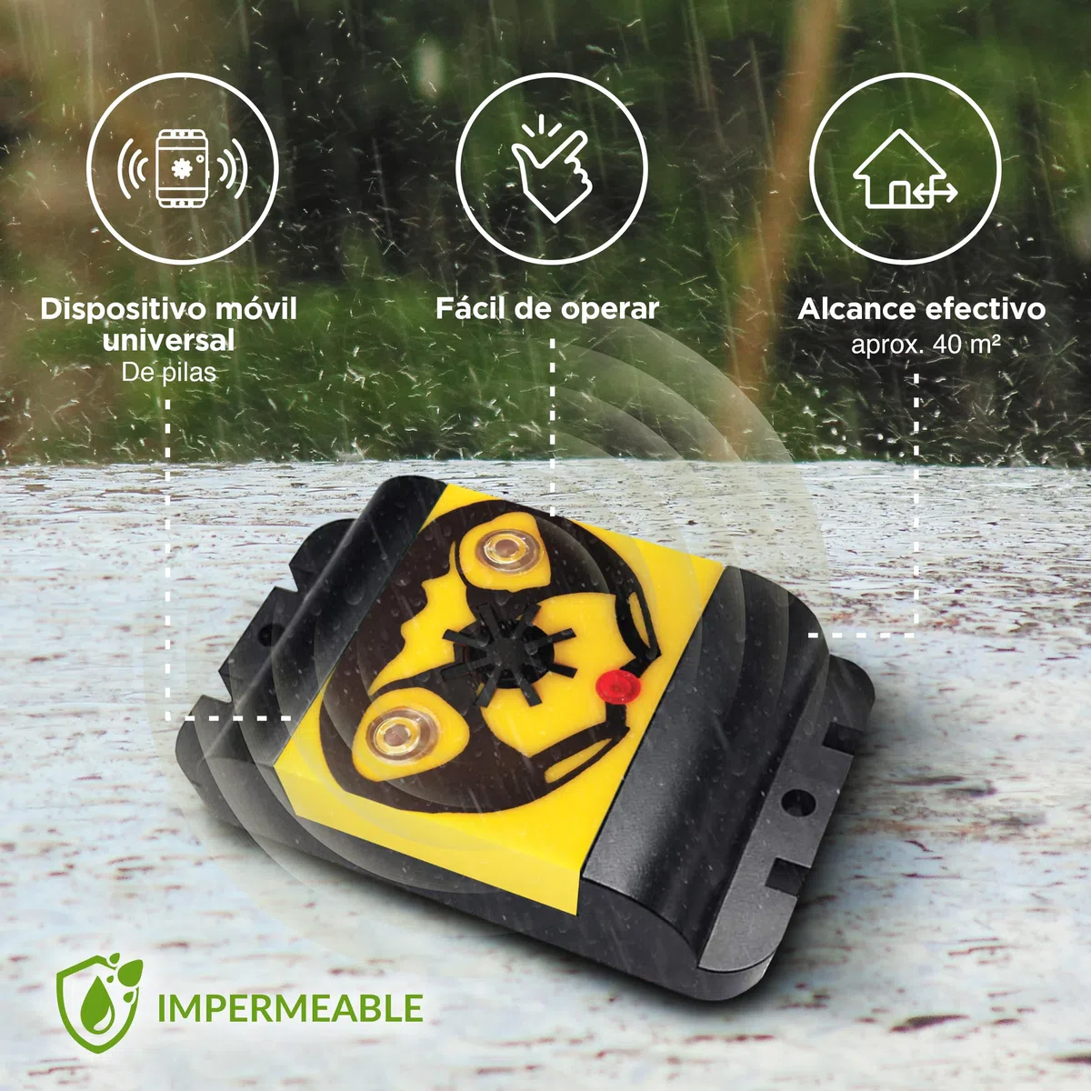 ISOTRONIC Repelente de Aves con luz y ultrasonido – Ahuyentador de Aves a Pilas para ahuyentar pájaros y Palomas – Repelente de Palomas para balcón y jardín – Alcance Efectivo de 40 m² (1 Unidad)