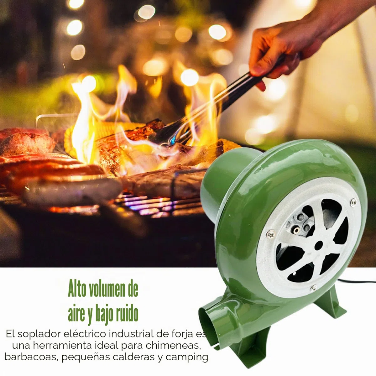 Soplador Eléctrico de Barbacoa - Ventilador de Velocidad Variable 12V - Doble Uso AC/DC Para Forja de Herrero