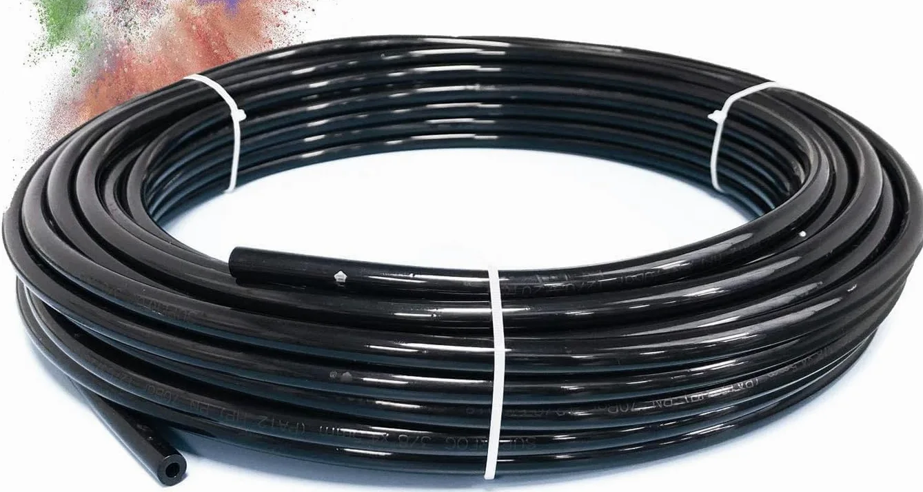 Rollo de 50 Metros de tubería Fabricada en Poliamida 1/4". Alta Resistencia. Presión de Rotura 140 Bar. Color Negro.