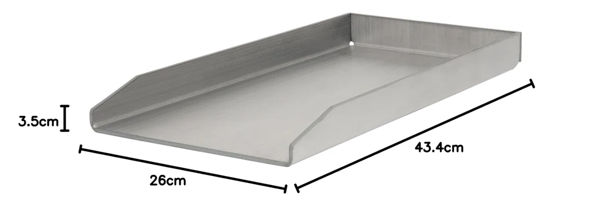 BBQ-Toro Plancha Rectangular en Acero Inoxidable para Parrilla | 26 x 43,4 cm | Adecuada para Weber Grill | Placa Universal | Barcaboa de Gas y Carbón
