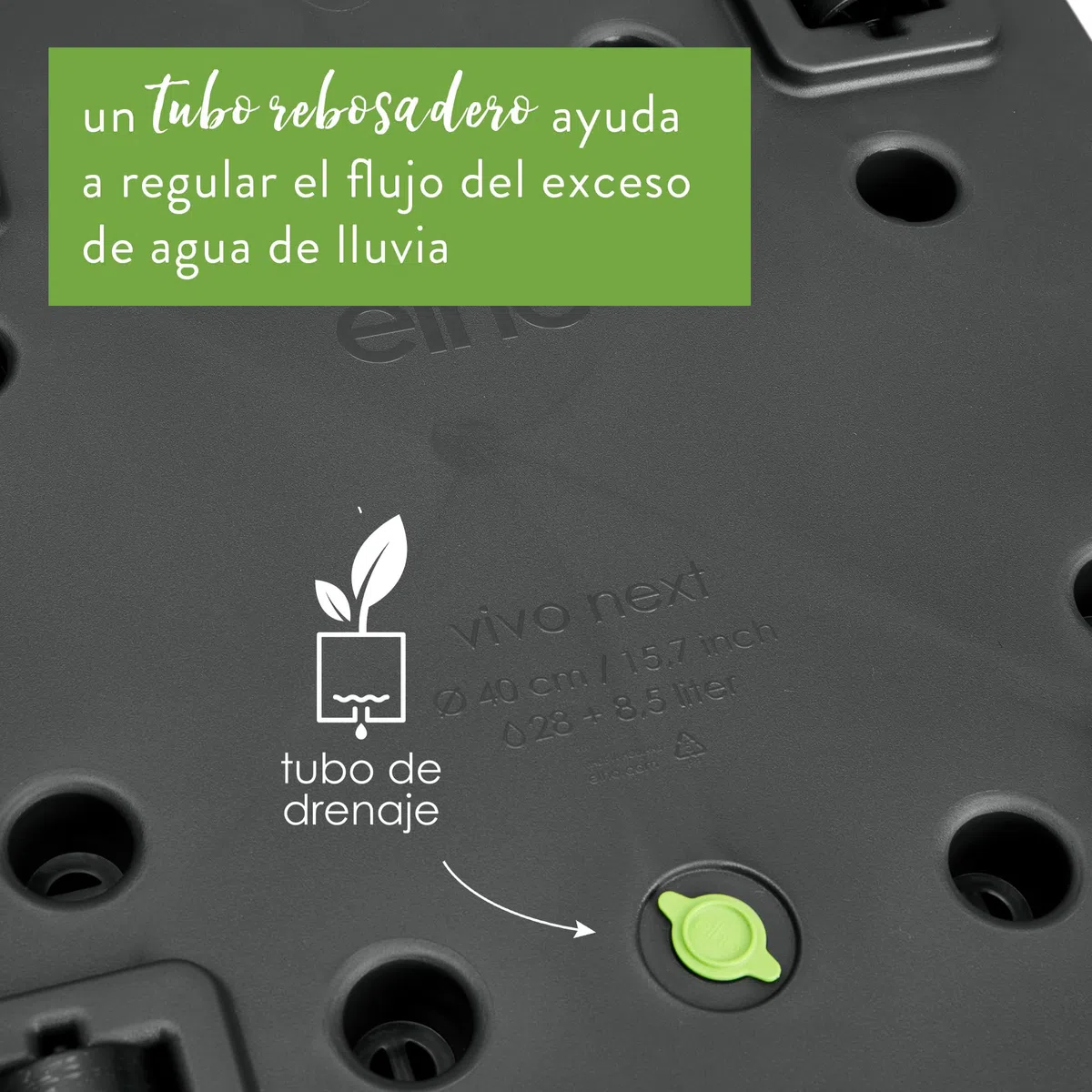 Elho Vivo Next Square 30 - Jardinera por Interior y Exterior - Ø 29.5 x H 29.5 cm - Living Black | 29,5 x 29,5 x 29,5 cm (largo x ancho x alto). Apto para uso en interiores y exteriores. Plástico 100% reciclado