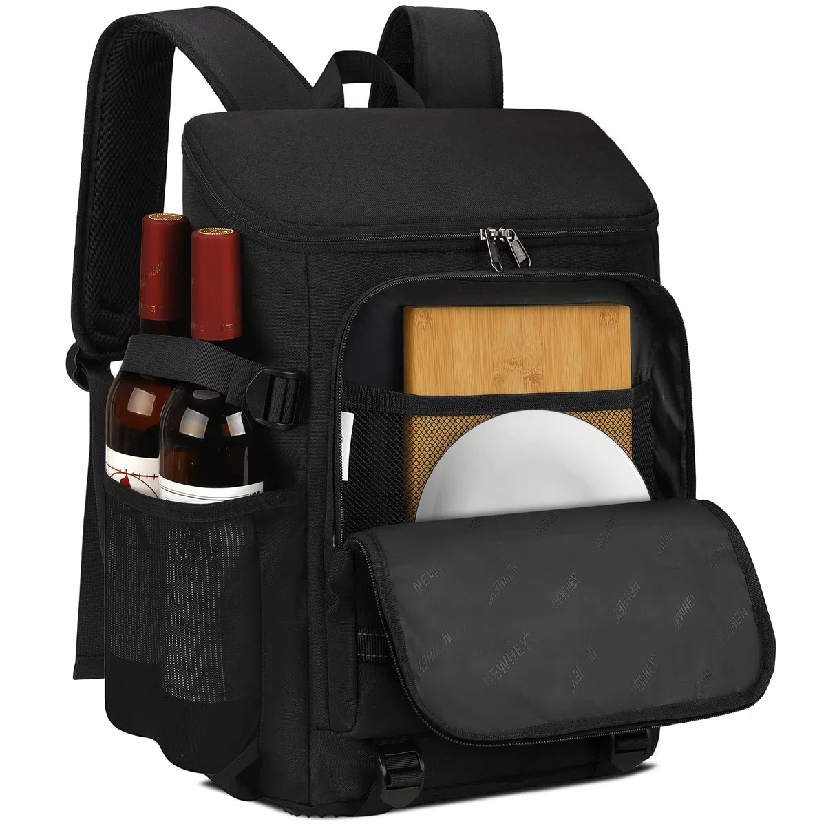 NEWHEY 30L Mochila Nevera Impermeable Mochila de Refrigeración Bolsa Térmica Aislada Grandes Alimentos Mochilas de Picnic Almuerzo Ligera Acampar Barbacoa Senderismo Negro