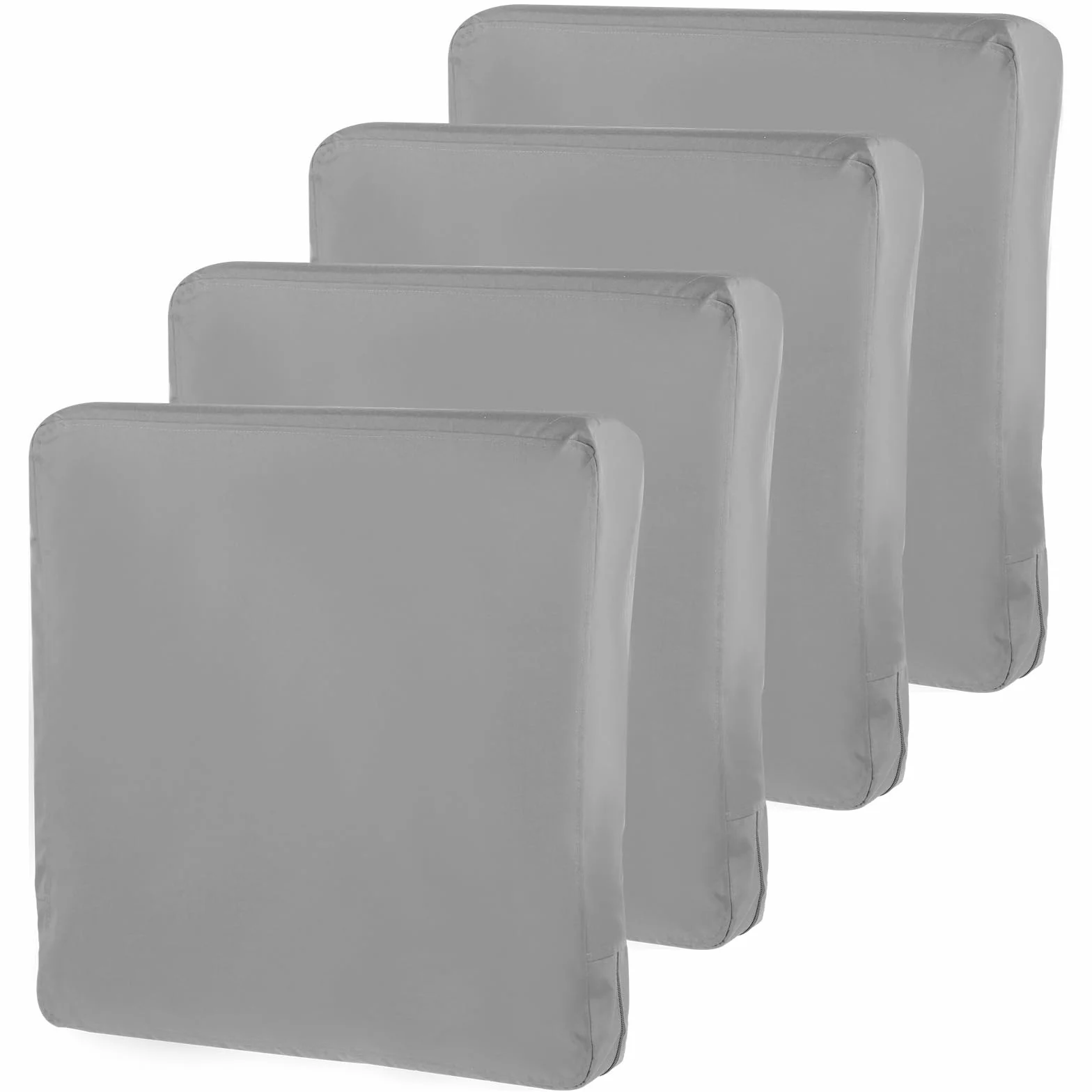 4 piezas de fundas para silla de jardín (sin relleno), fundas para sillas de exterior impermeables y a prueba de polvo con cremallera, para terraza, jardín, patio, 60 x 60 x 10 cm (Gris claro)