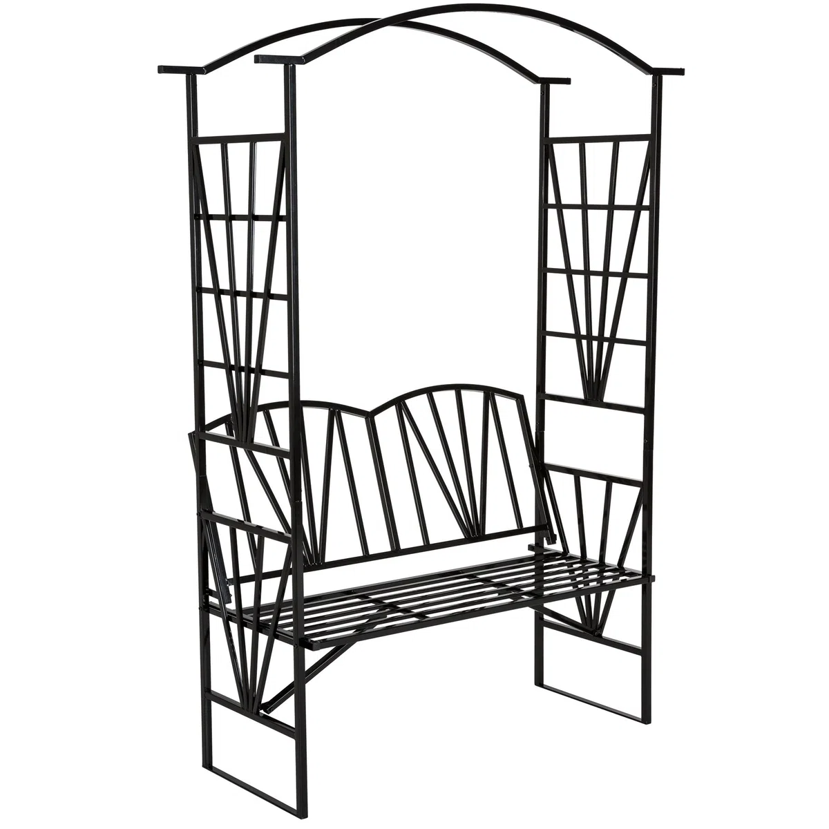 TecTake Arco de metal para rosas Arco de jardín Plantas con banco pérgola banco jardin