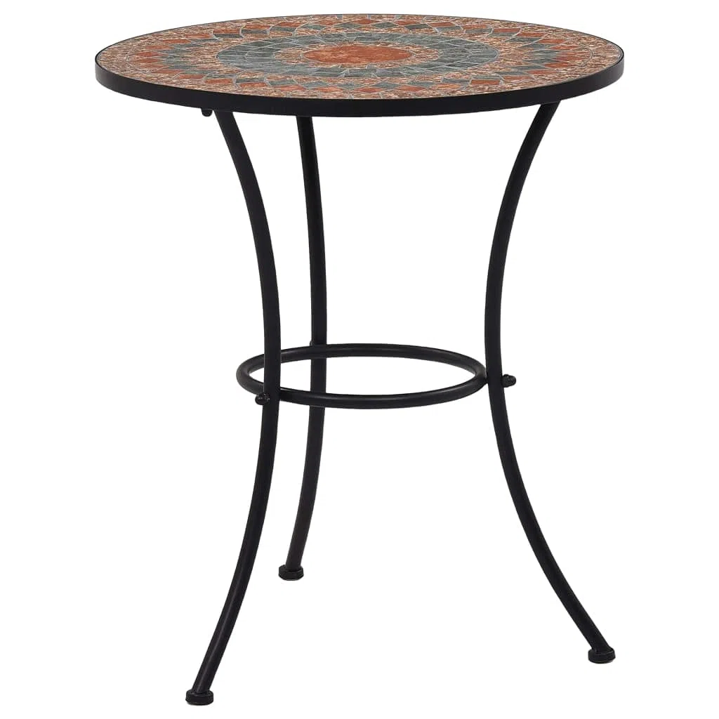 vidaXL Mesa Mosaico Cafetería Cerámica Mobiliario Estable Fuerte Robusta Duradera Resistente Funcional Práctica Útil Naranja/Gris Diámetro 60cm