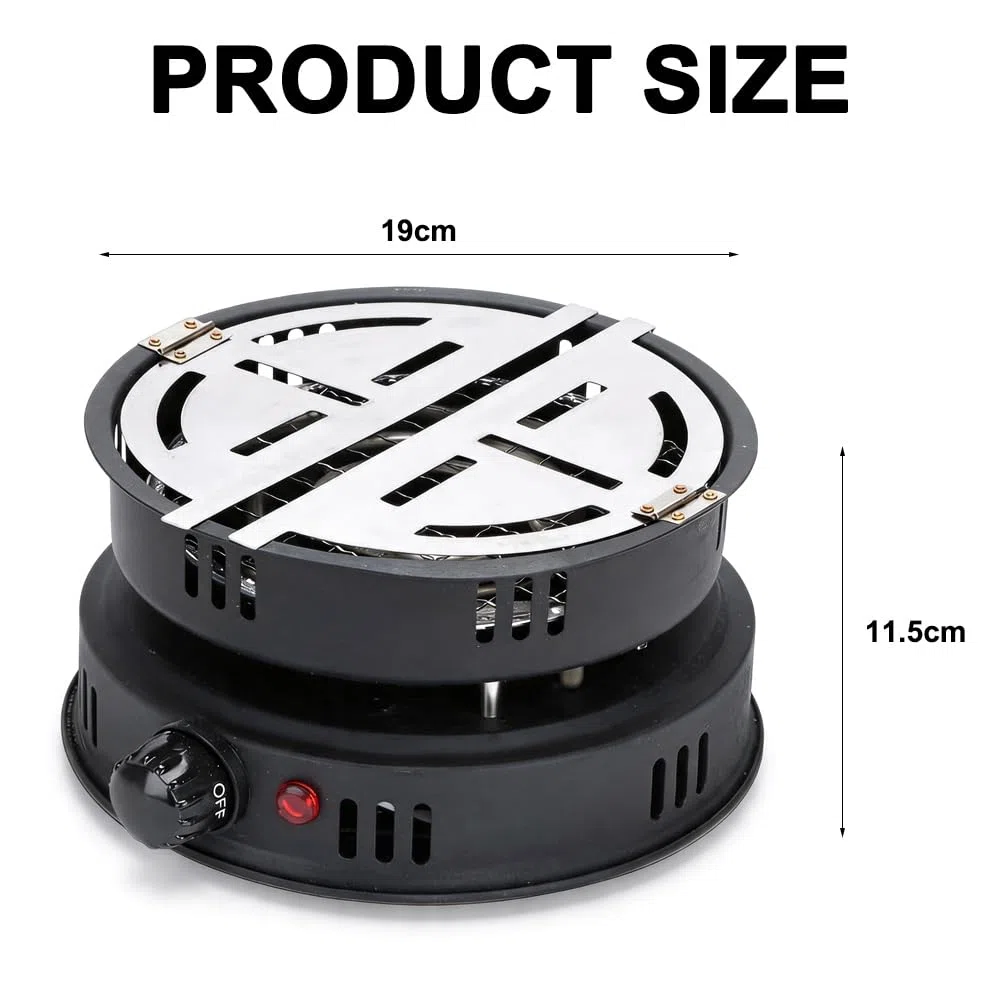 RANJIMA Encendedor de carbón para shisha eléctrico, parrilla de carbón con pinzas, 1000 W, encendedor de carbón eléctrico para carbón, cable exterior, accesorios eléctricos, encendedor de carbón de