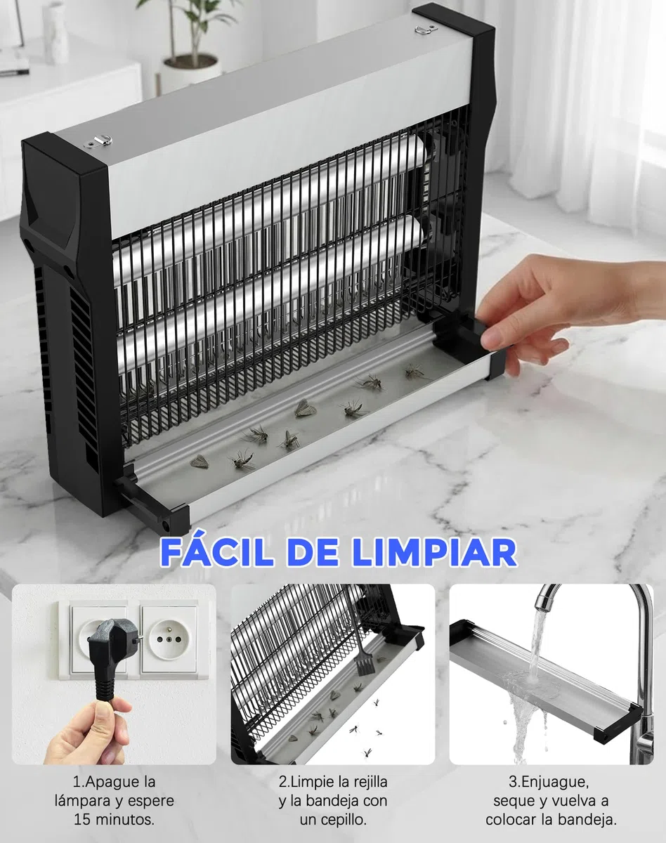 Lámpara Antimosquitos Eléctrica UV 365nm LED Mata Mosquitos con Rejilla de 2500V, Trampa de Insectos sin Químicos, Luz Anti Mosquitos para Interior, Exterior, Hogar, Terraza, Jardín
