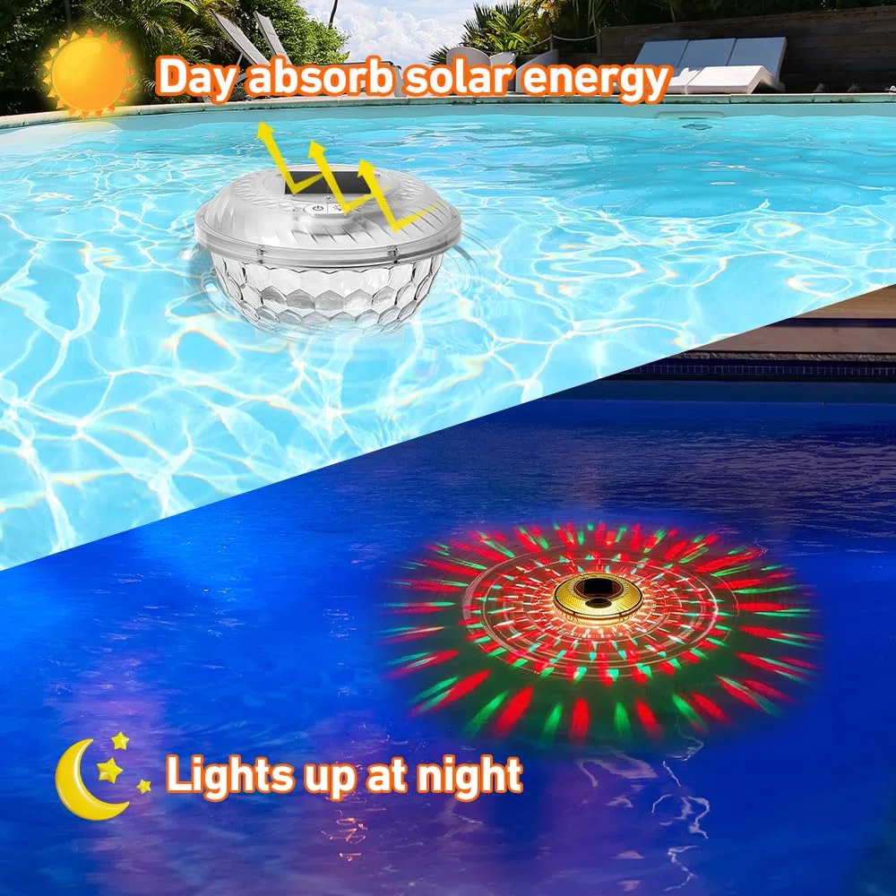 Dispensador Cloro Piscina, Dosificador Cloro Piscina Flotante con Luz Solar LED, Flotador Cloro Piscinas para Piscinas, Bañeras de Hidromasaje, Spas, Fuentes