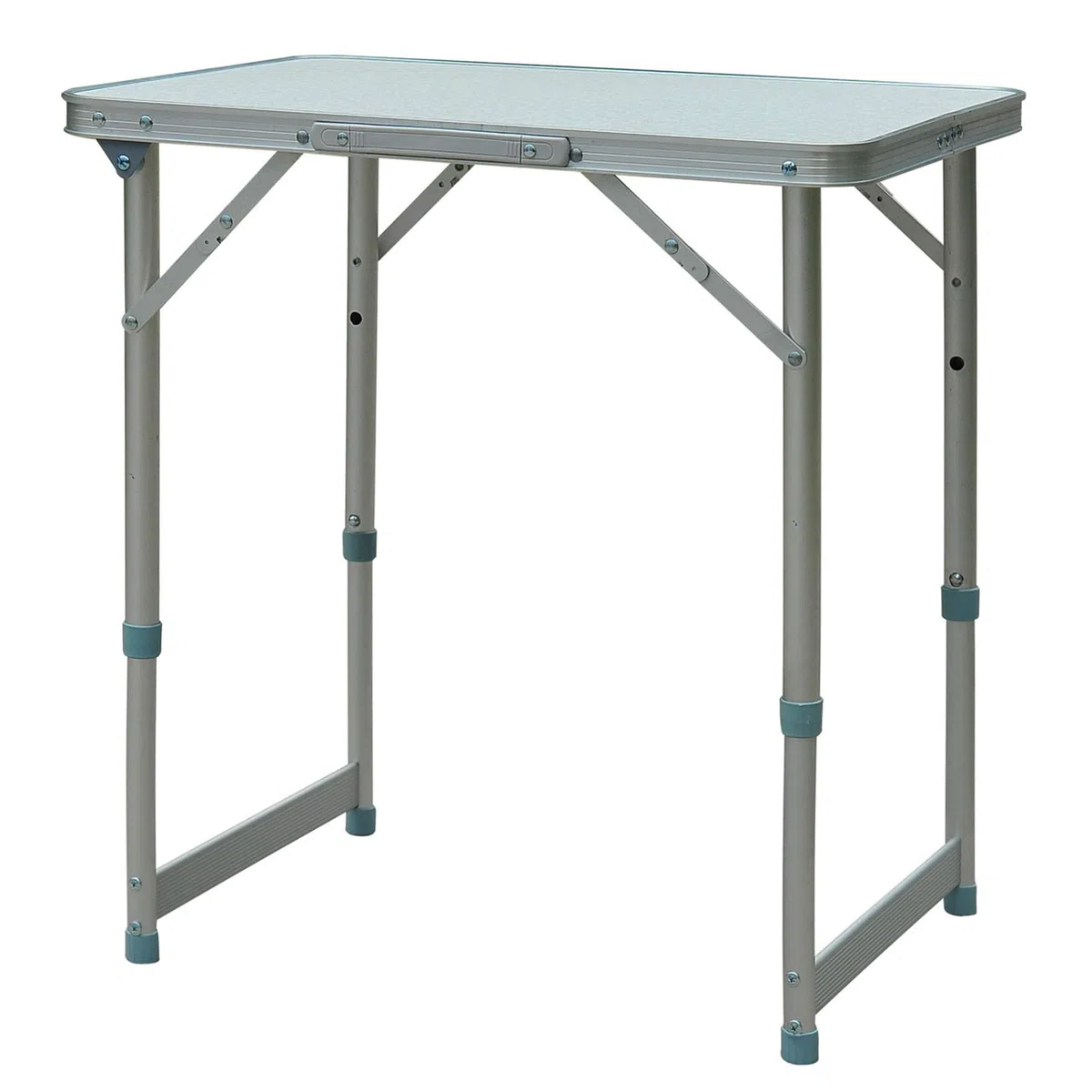 Outsunny Mesa de Camping Plegable Mesa Plegable Portátil Multifuncional con Altura Ajustable en 2 Niveles Marco de Aluminio para Jardín Balcón Patio Exterior 60x45x64 cm Blanco