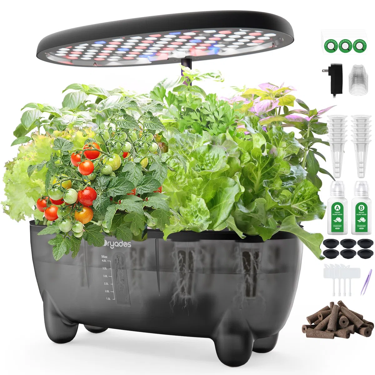 Kit de Sistema de Cultivo Hidropónico para Jardín de Hierbas en Interior de 12 Macetas con Luz de Crecimiento LED, Sistema de Jardinería Interior para Hierbas, Vegetales, Lechuga en Encimera